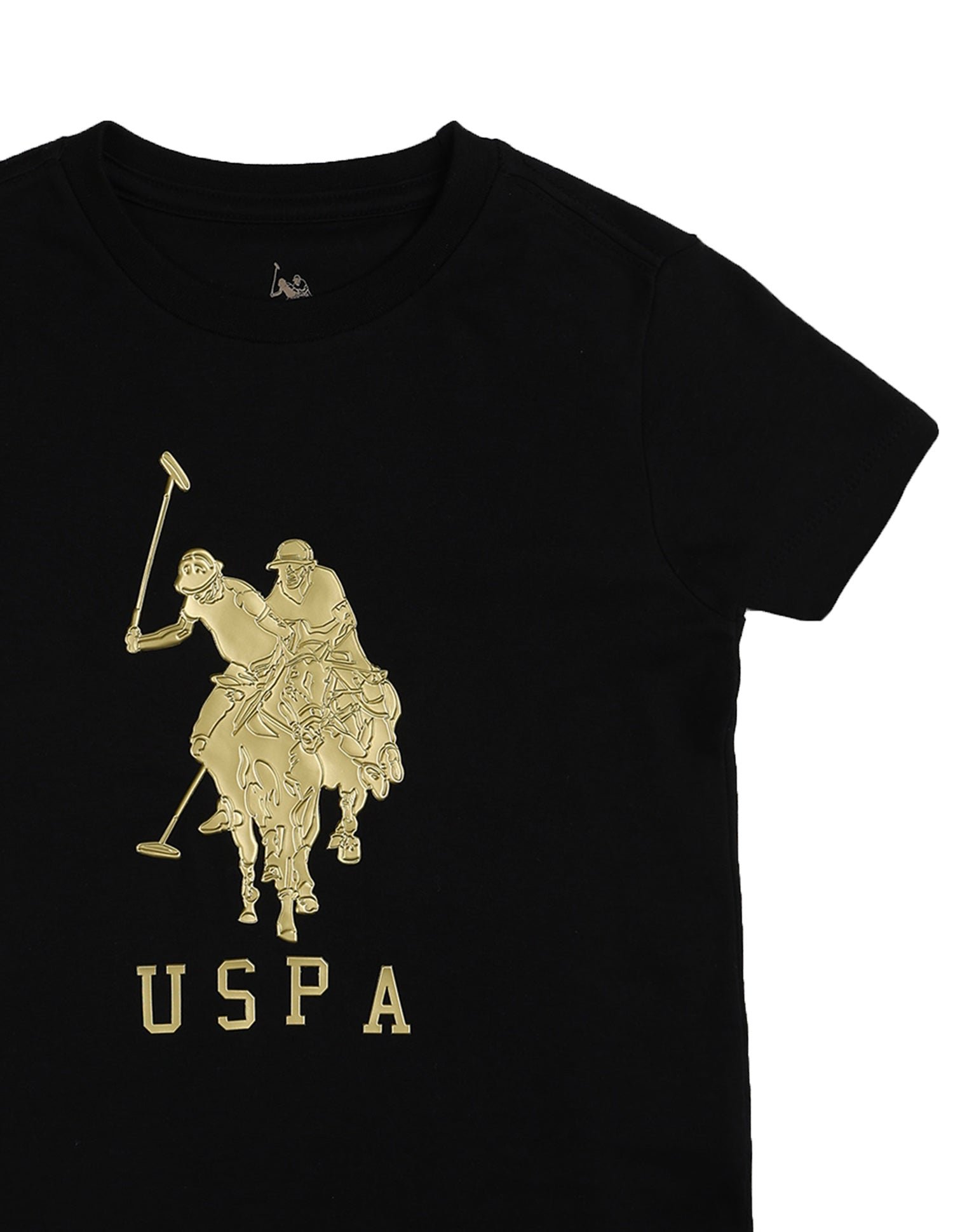 Boys Graphic Brand Embossed Regular Fit T-Shirt Black - U.S. POLO ASSN. | Large