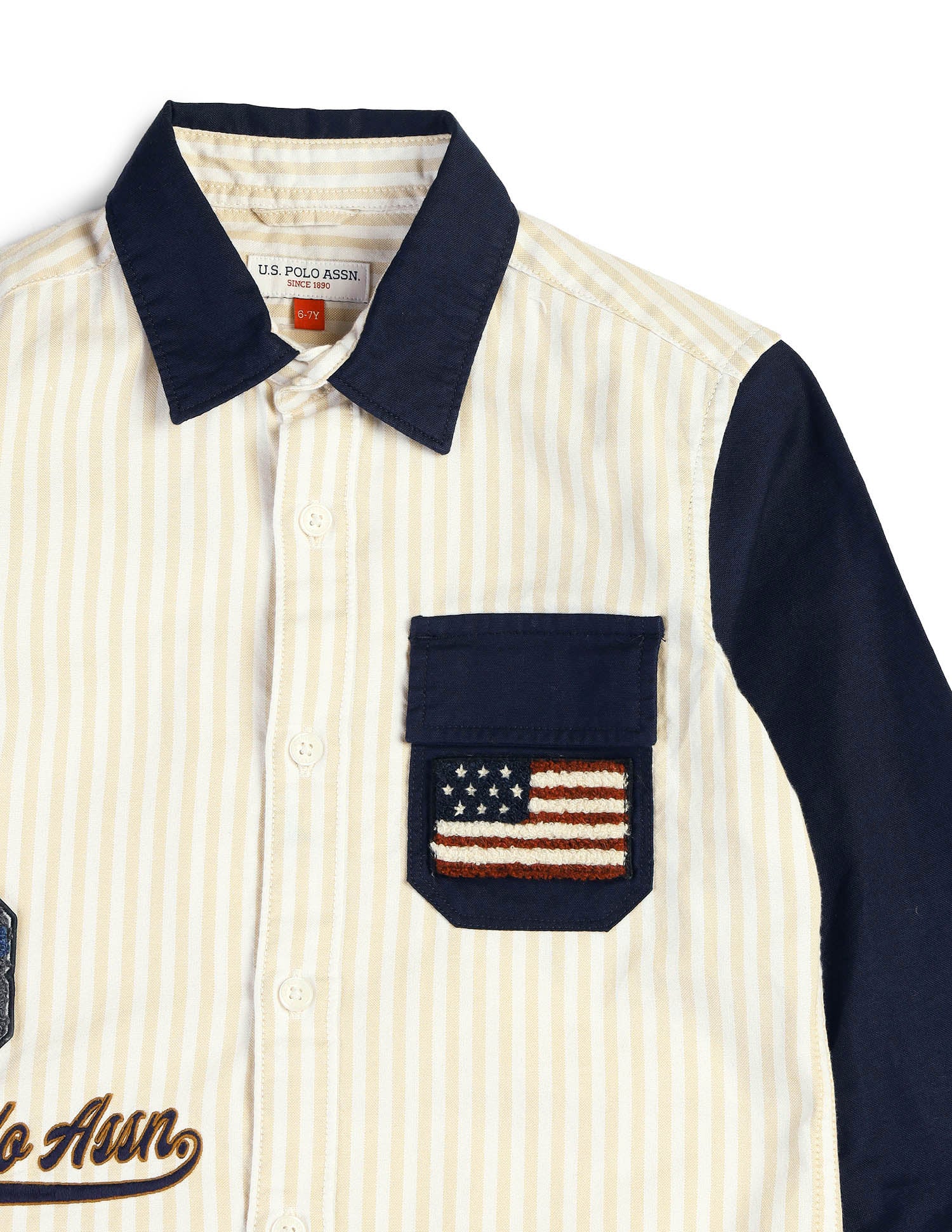 Boys Brand Embroidered Regular Fit Shirt Natural - U.S. POLO ASSN. | Large