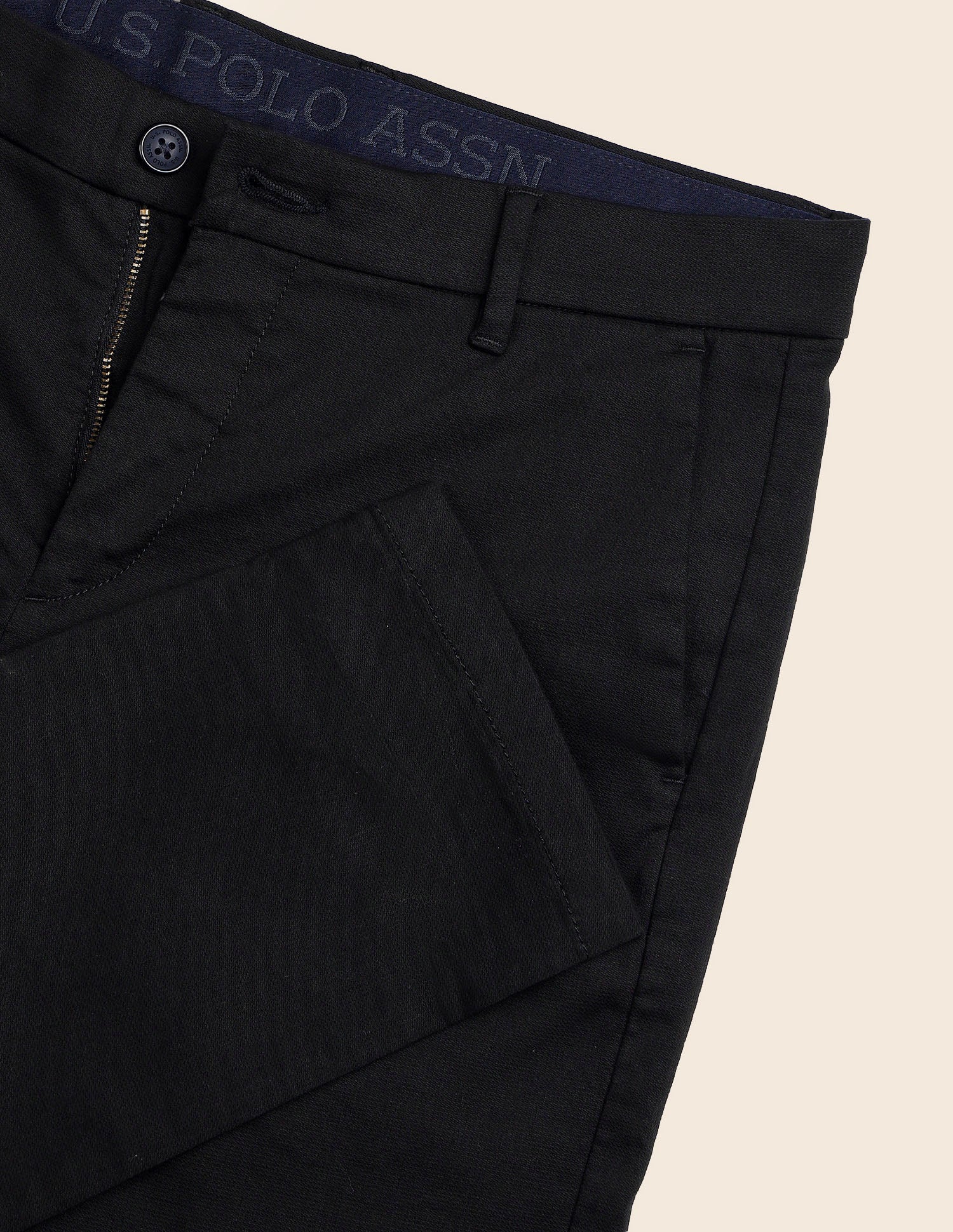 Textured Dobby Trousers Black - U.S. Polo Assn. India | Large