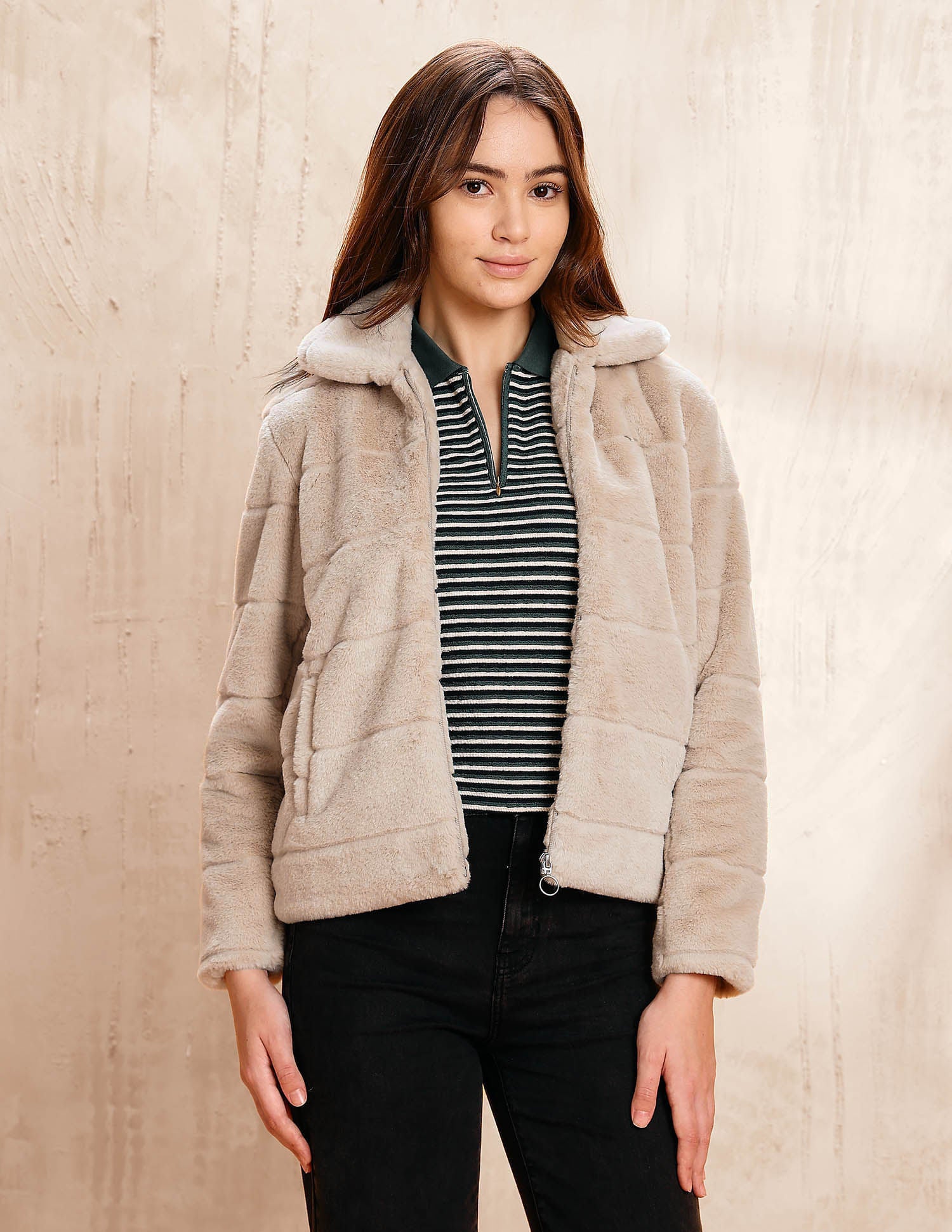 Solid Regular Fit Jacket Beige - U.S. POLO ASSN. | Large