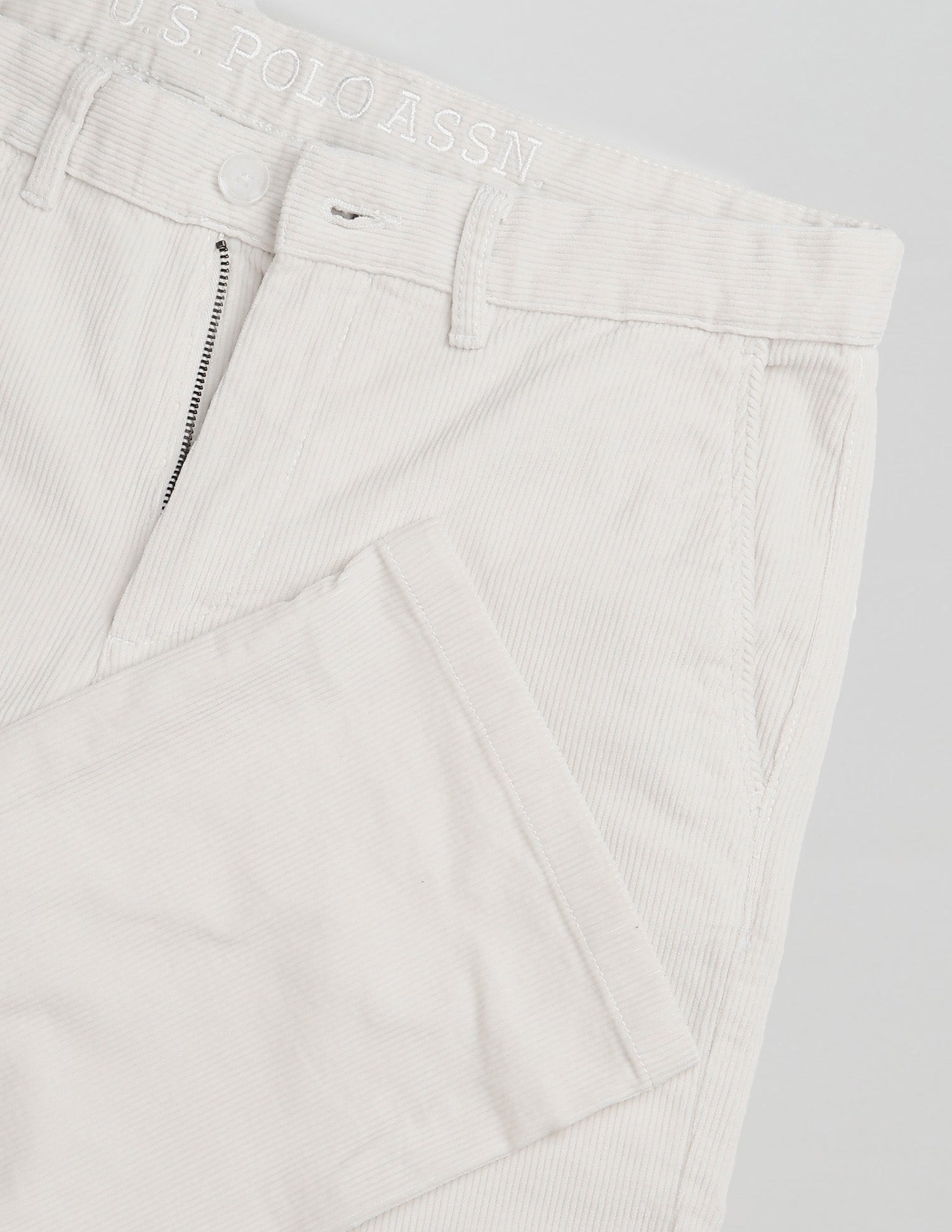 Riley Straight Fit Corduroy Trousers White - U.S. POLO ASSN. | Large