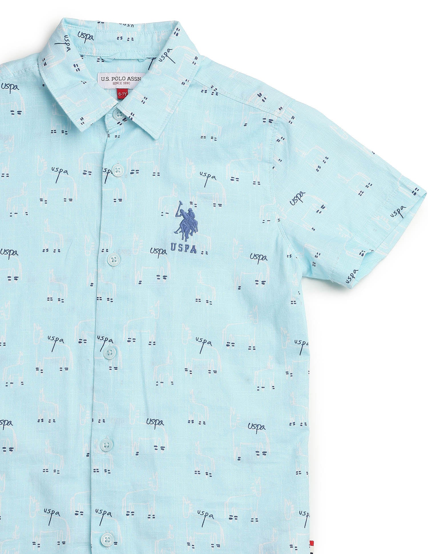 Boys Conversational Brand Printed Shirt Blue - U.S. POLO ASSN. | Large