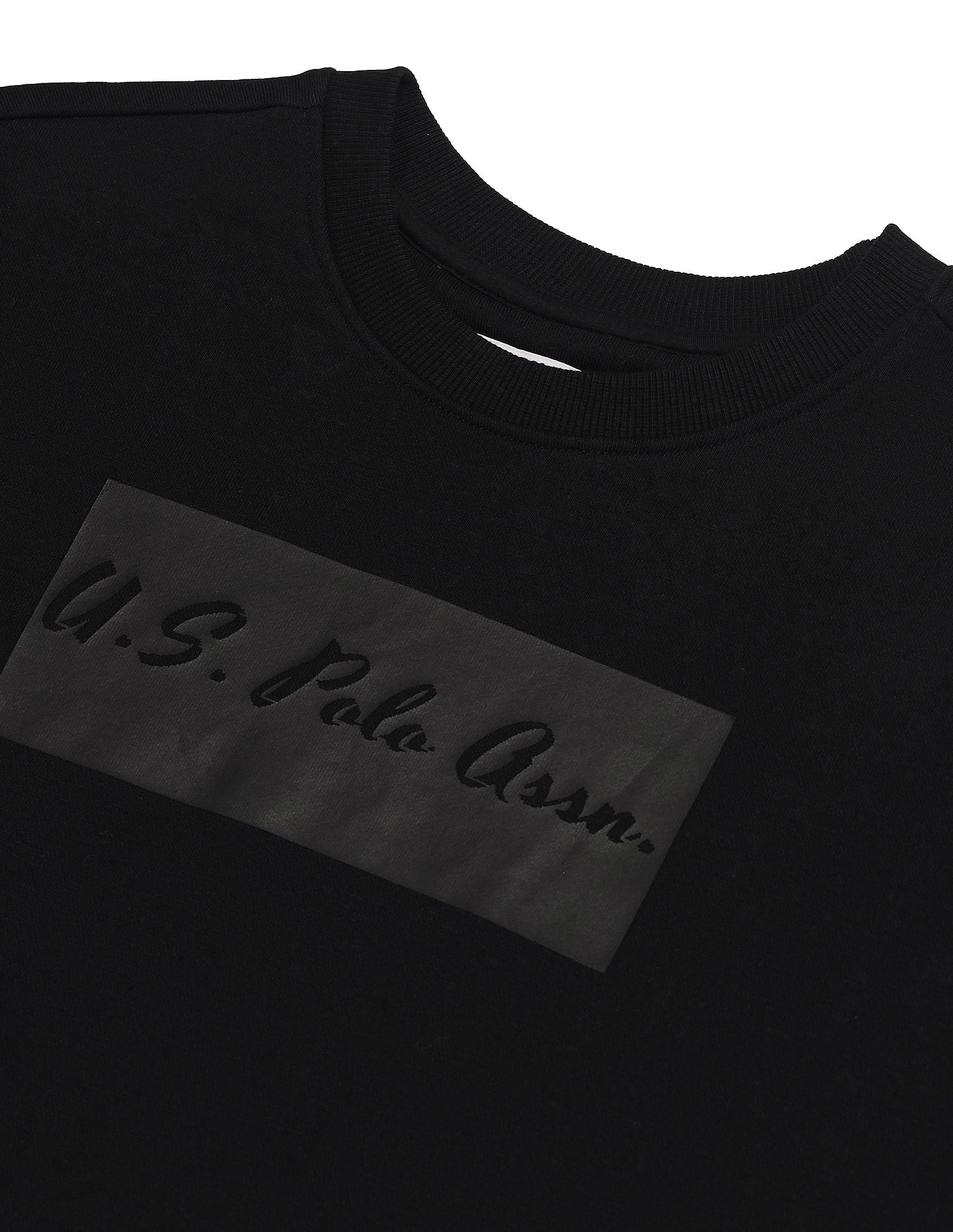 Crew Neck Tonal Graphic Print Sweatshirt Black - U.S. POLO ASSN. | Large