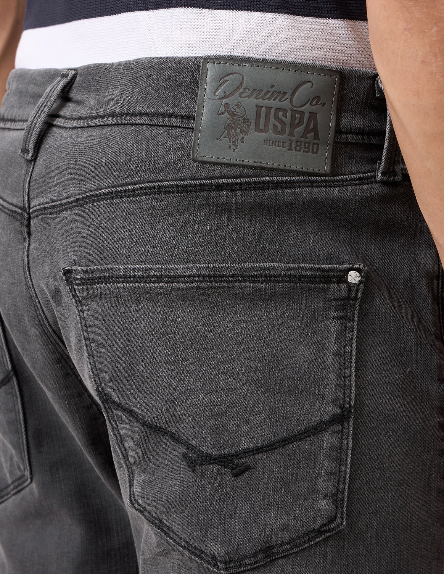 Harold Slim Straight Fit Black Jeans Washed Black - U.S. Polo Assn. India | Large