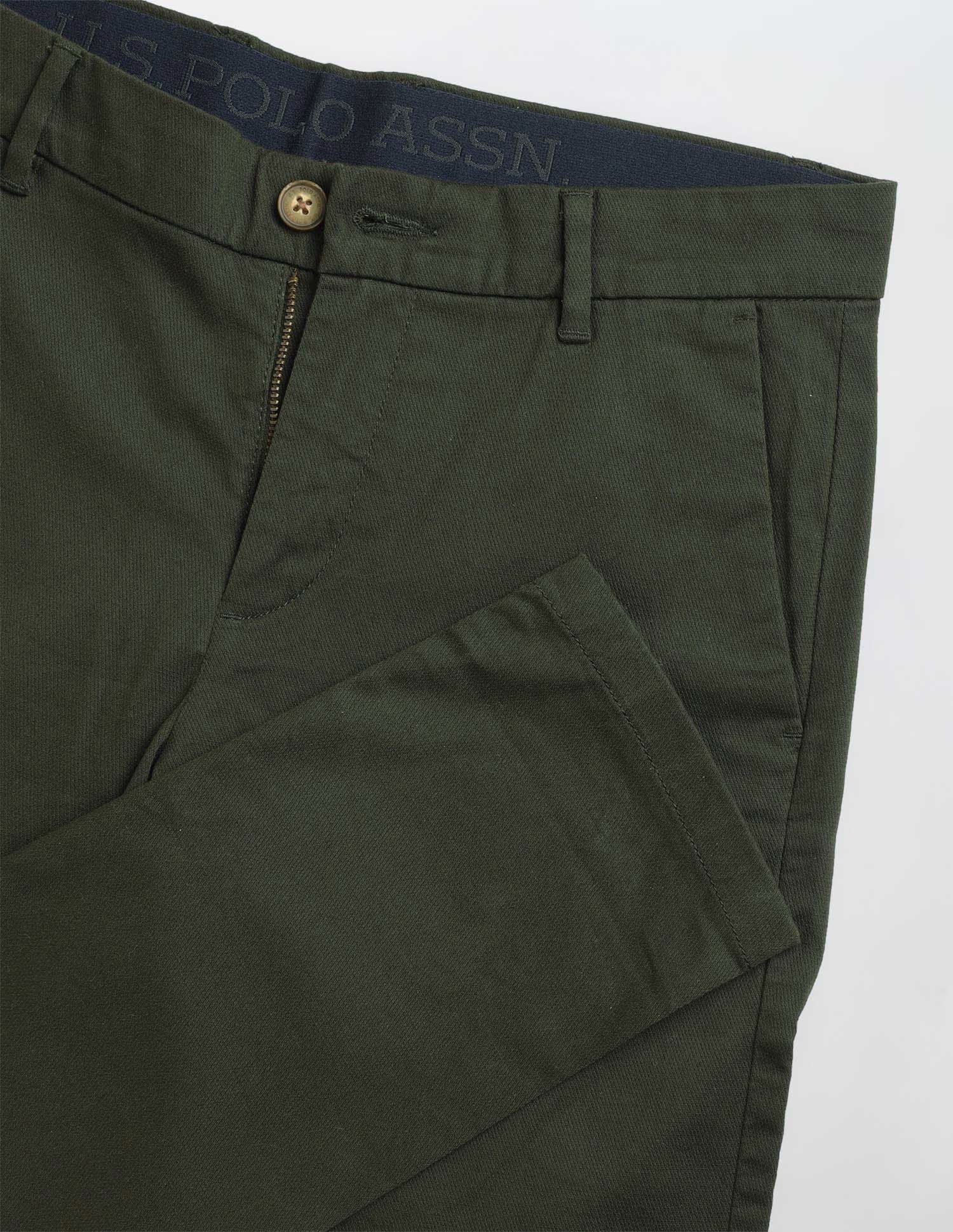 Super Slim Fit Twill Trousers Dark Olive - U.S. Polo Assn. India | Large