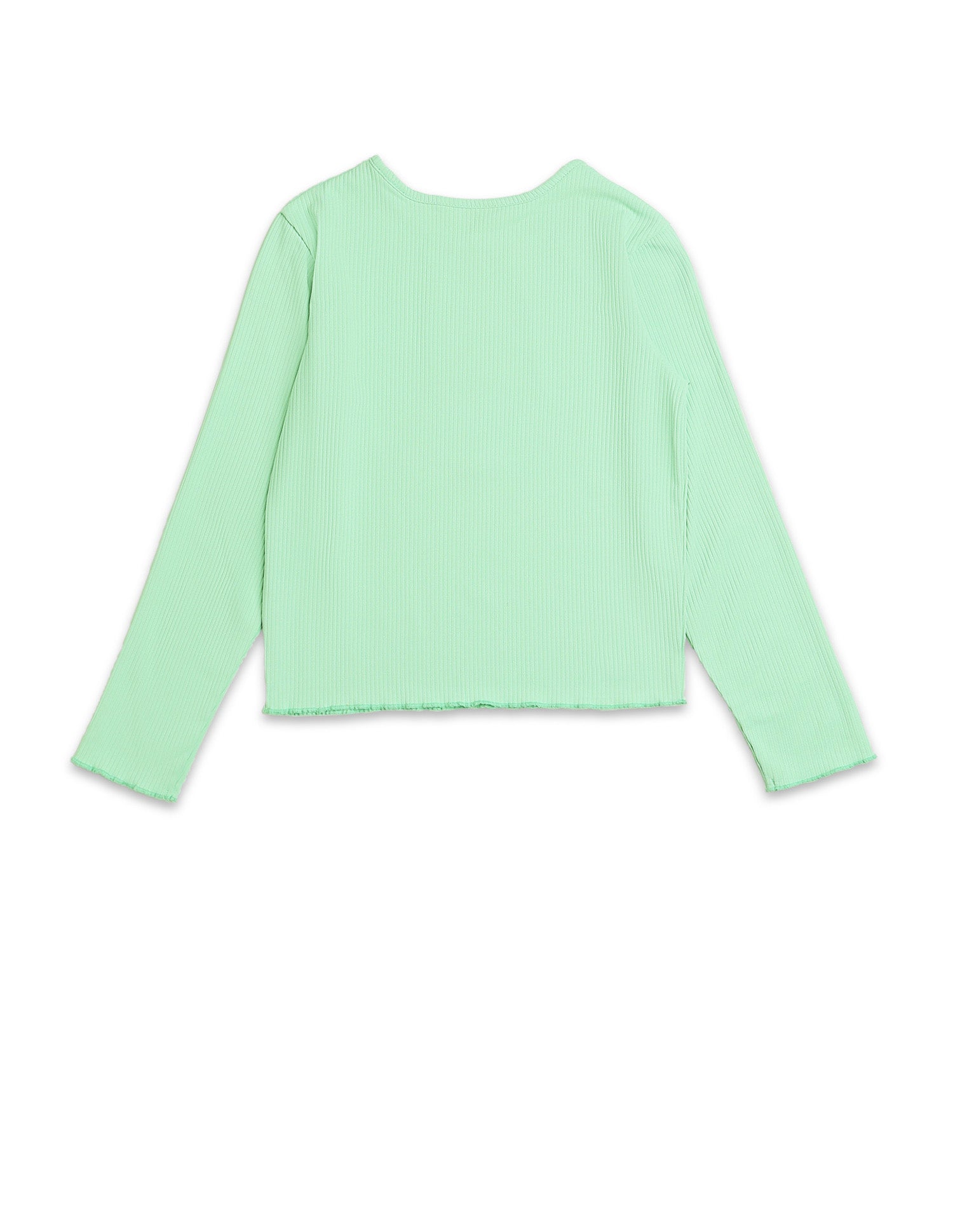 Girls Patterned Knit Regular Fit T-Shirt Light Green - U.S. POLO ASSN. | Large