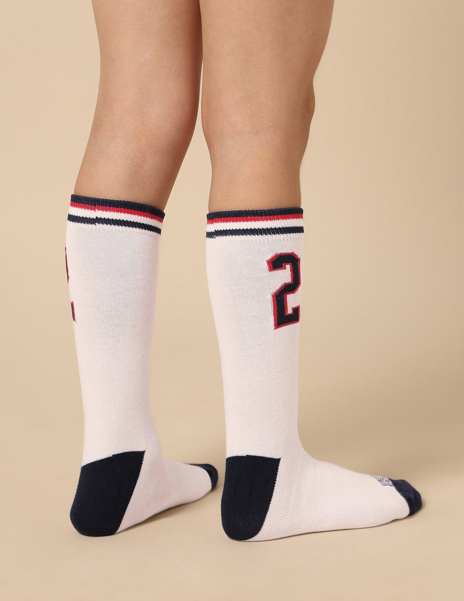 Boys Mid-Calf Length KS003 Socks - Pack Of 3 Skydiver/White/Blue - U.S. POLO ASSN. | Large