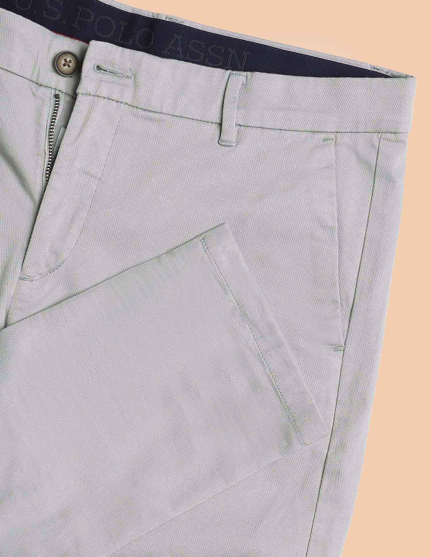 Super Slim Fit Satin Chinos Lightgrey - U.S. POLO ASSN. | Large