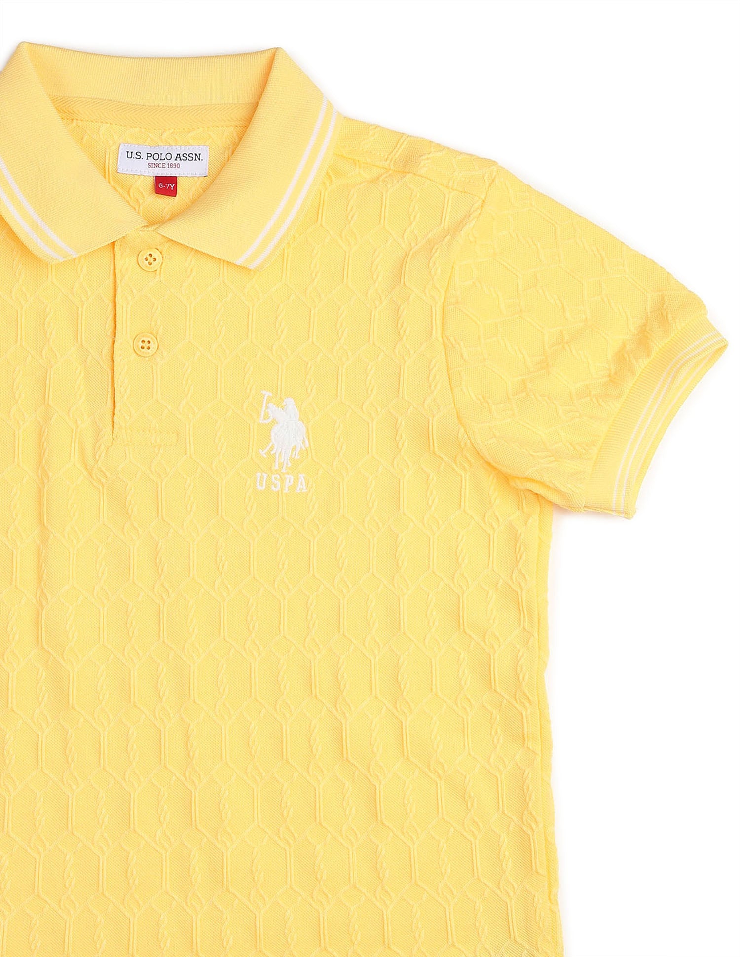 Boys Textured Pure Cotton Polo Shirt Yellow - U.S. POLO ASSN. | Large