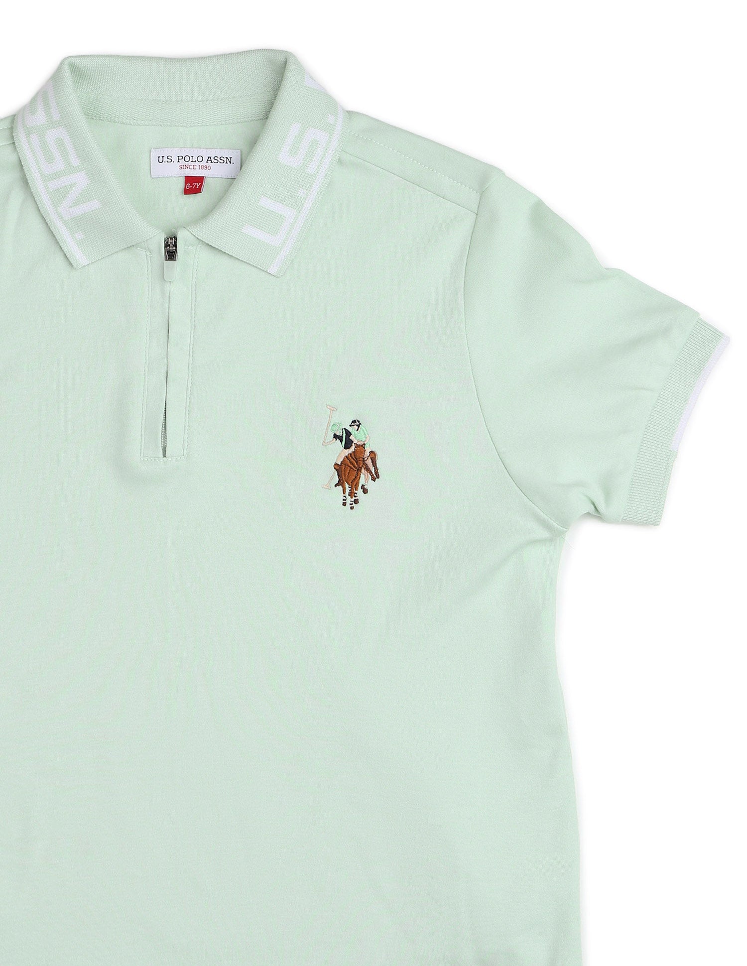 Boys Solid Pure Cotton Polo Shirt Mint - U.S. POLO ASSN. | Large