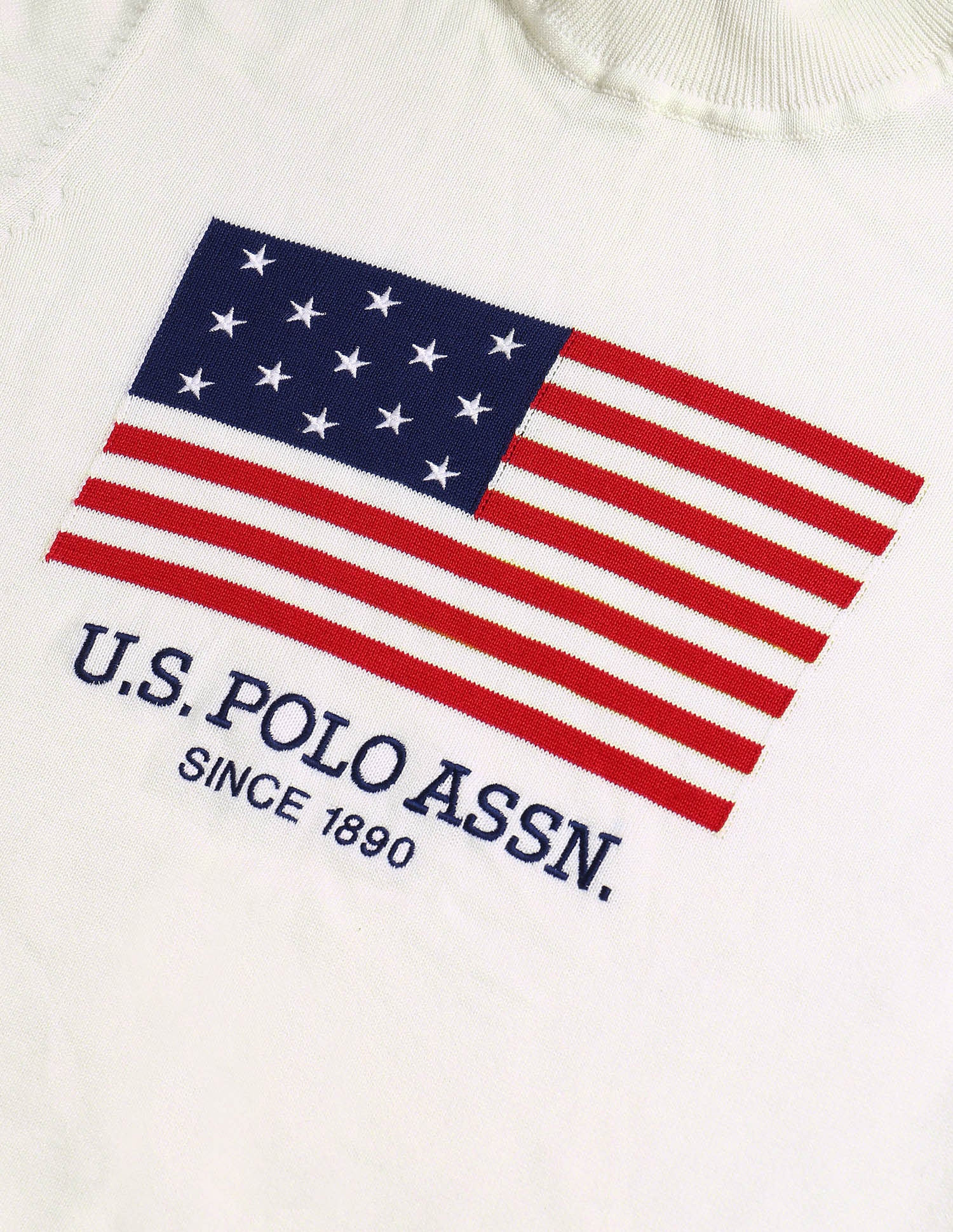 Brand Printed High Neck Sweater Off White - U.S. Polo Assn. India | Large