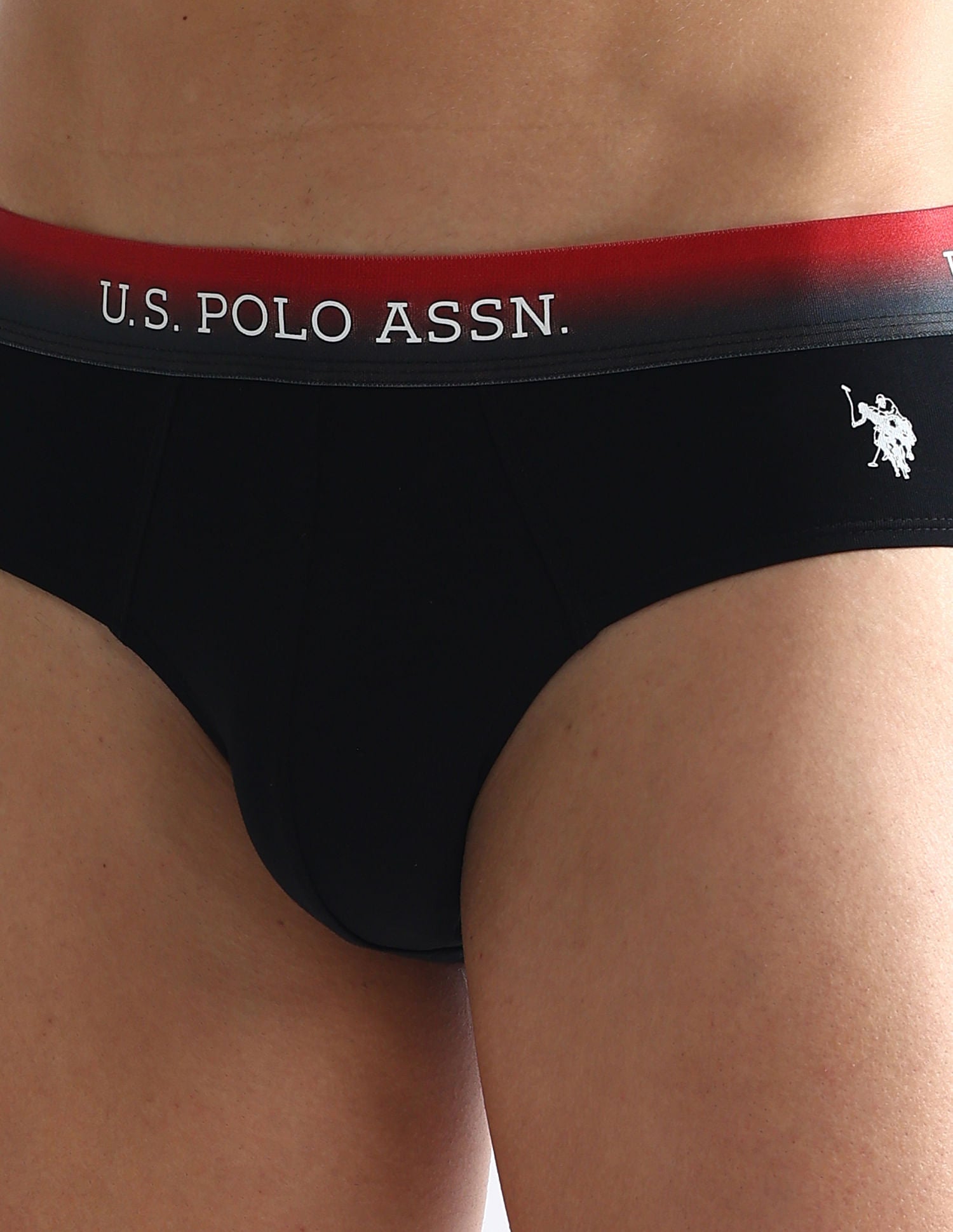 Ombre Waistband Solid OEB05 Briefs - Pack Of 2 Navy and Black - U.S. POLO ASSN. | Large