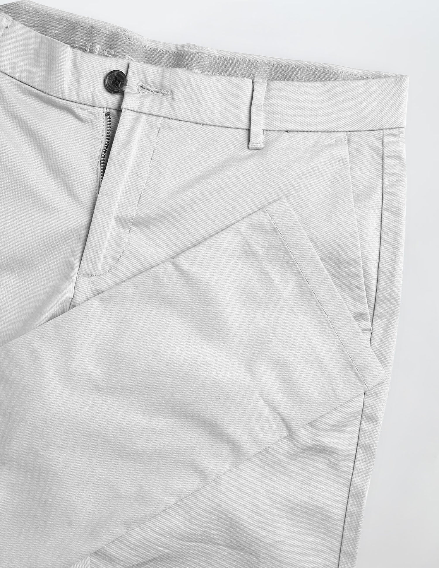 Austin Slim Fit Dobby Trousers Light Grey - U.S. Polo Assn. India | Large