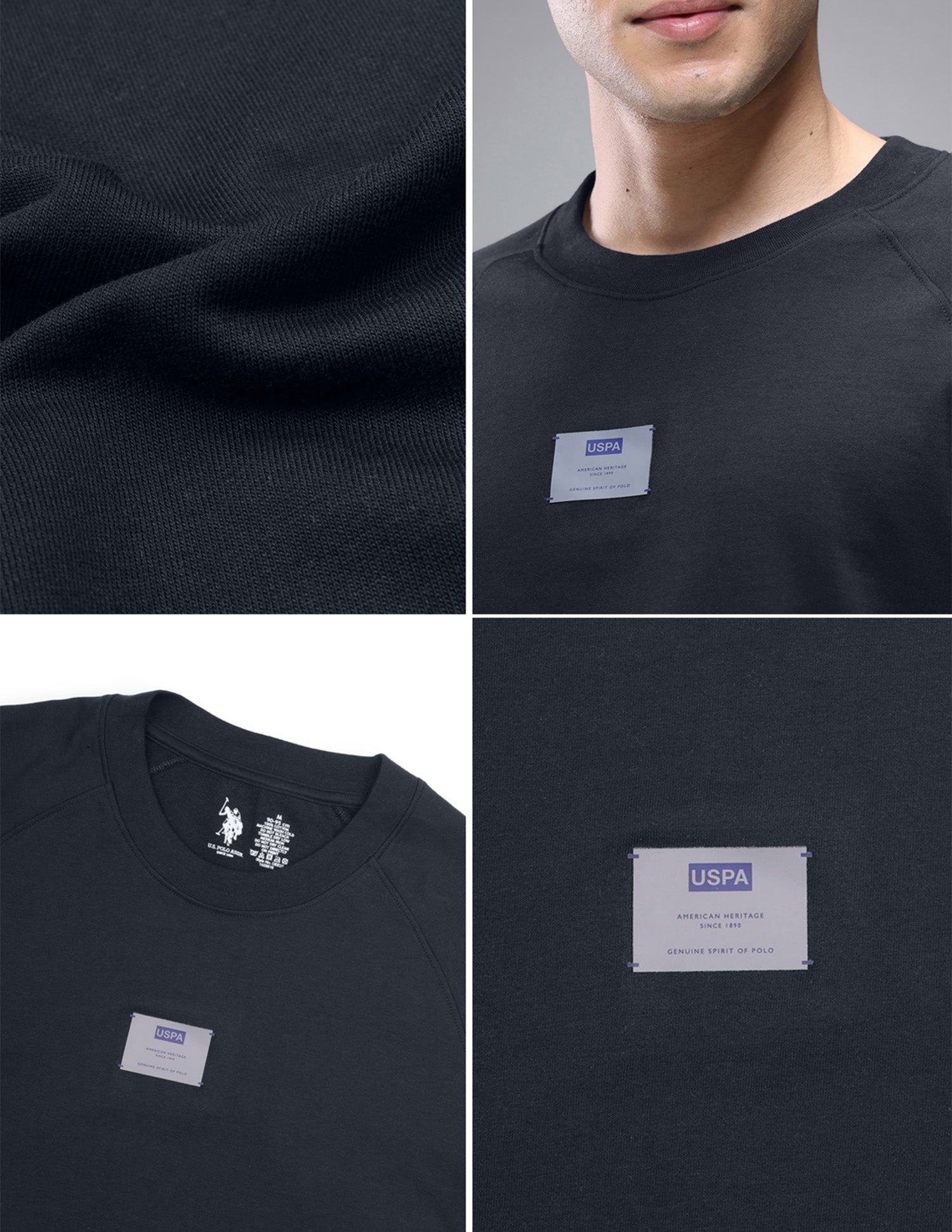 Raglan Full Sleeve Loopknit Lounge T-Shirt Uspa Black - U.S. Polo Assn. India | Large