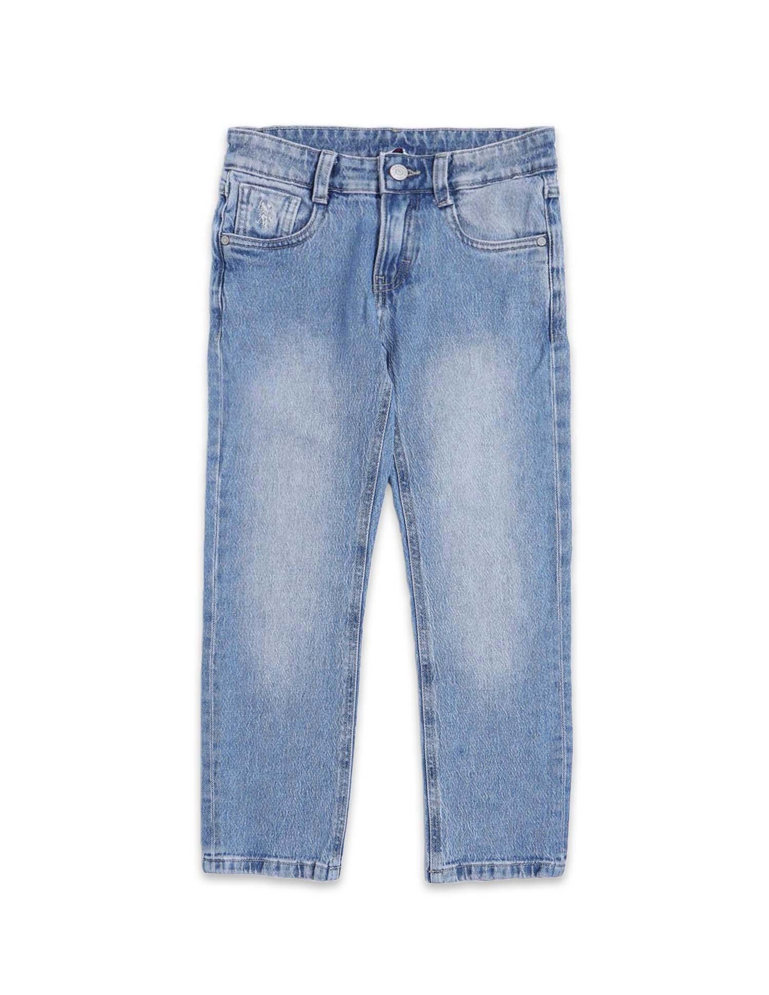 Boys Stone Washed Relaxed Fit Jeans Light Blue - U.S. POLO ASSN. | Large