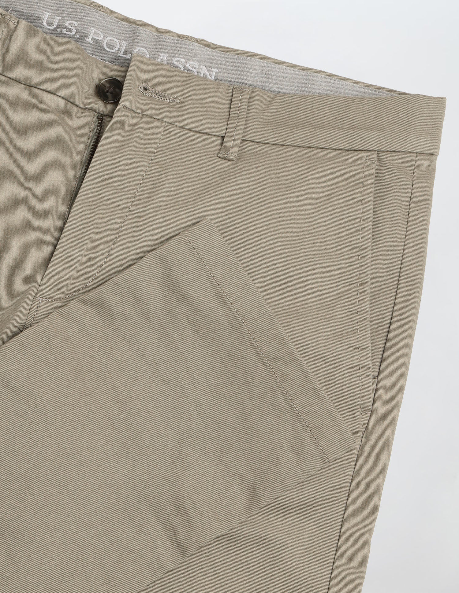 Twill Denver Slim Fit Trousers Light Olive - U.S. Polo Assn. India | Large
