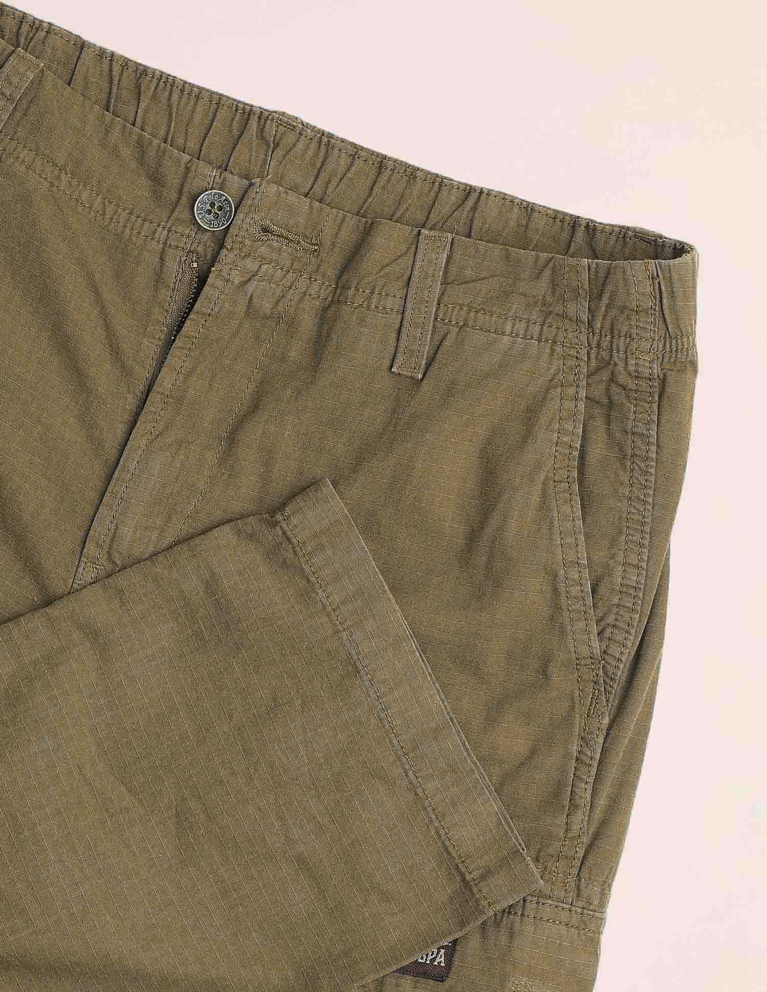 Mid Rise Straight Fit Textured Cargos Tan - U.S. Polo Assn. India | Large