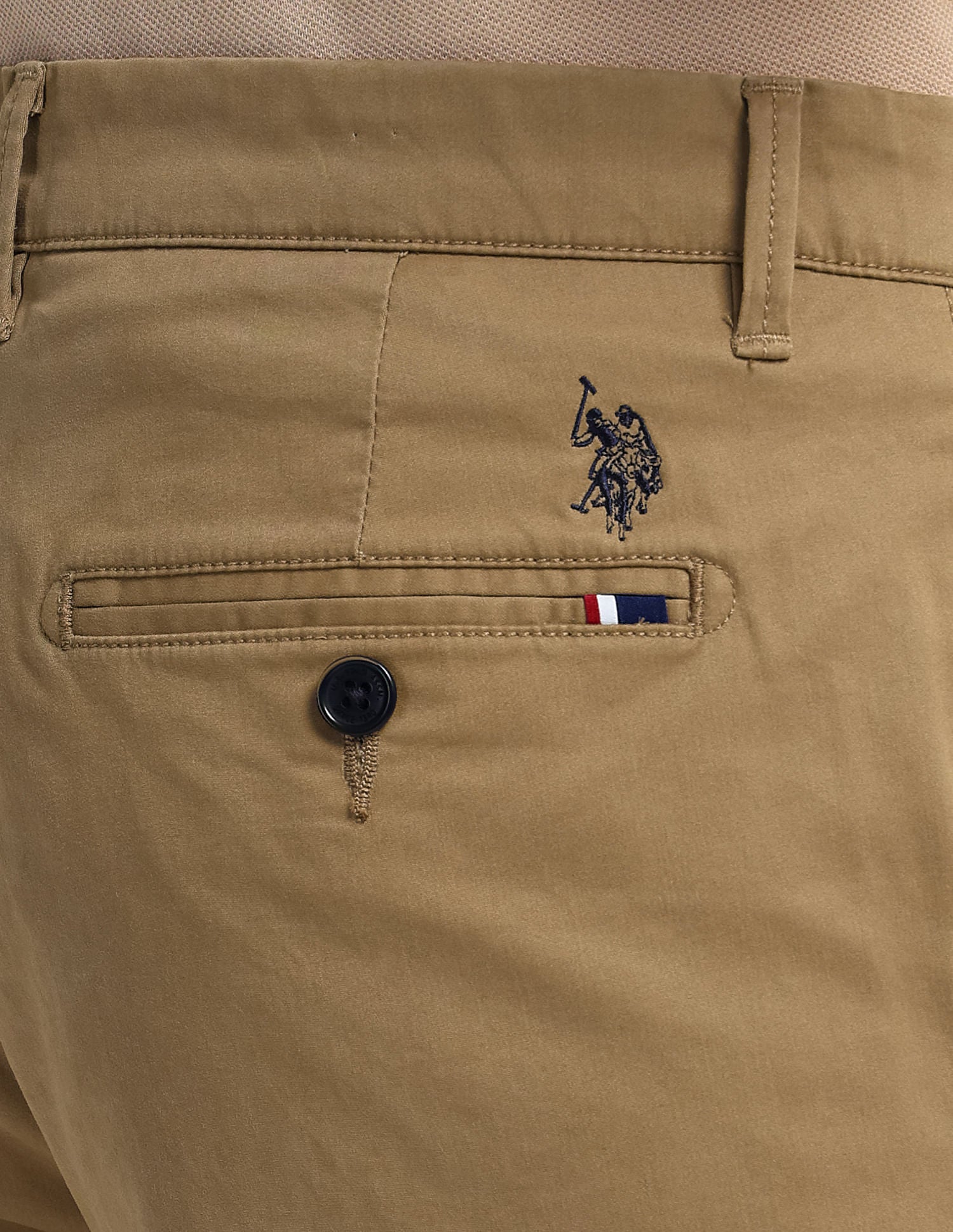 Solid Denver Slim Fit Trousers Khaki - U.S. POLO ASSN. | Large
