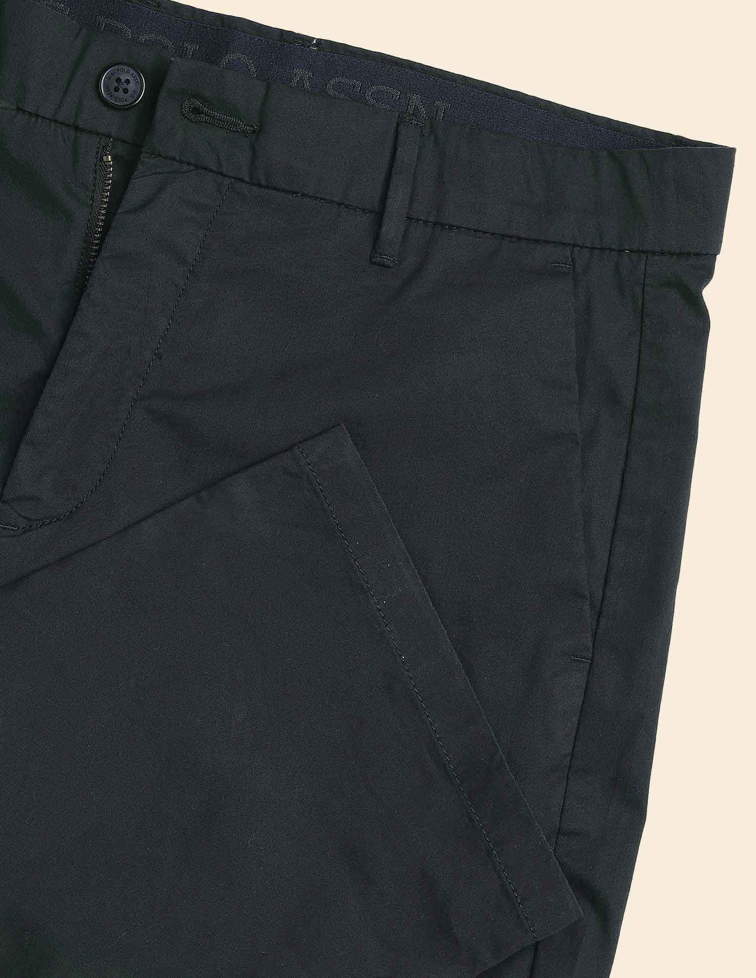Satin Riley Straight Fit Trousers Black - U.S. Polo Assn. India | Large