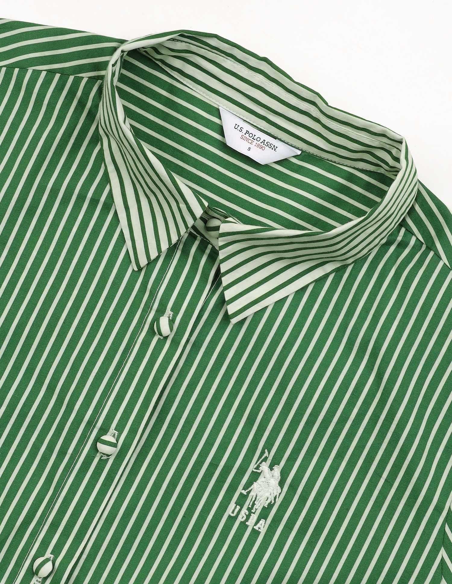 Regular Fit Striped Shirt Green - U.S. Polo Assn. India | Large
