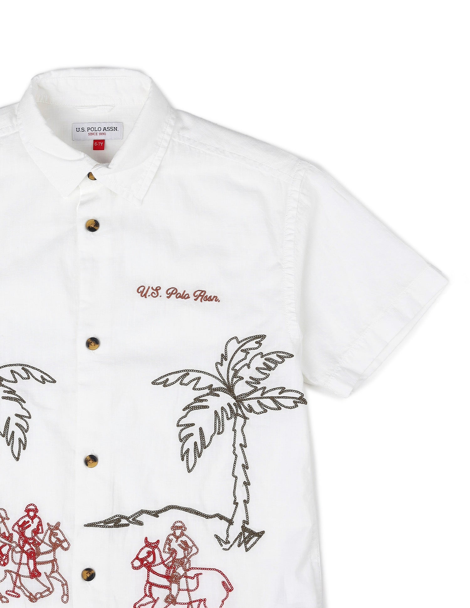 Boys Embroidered Pure Cotton Shirt White - U.S. POLO ASSN. | Large