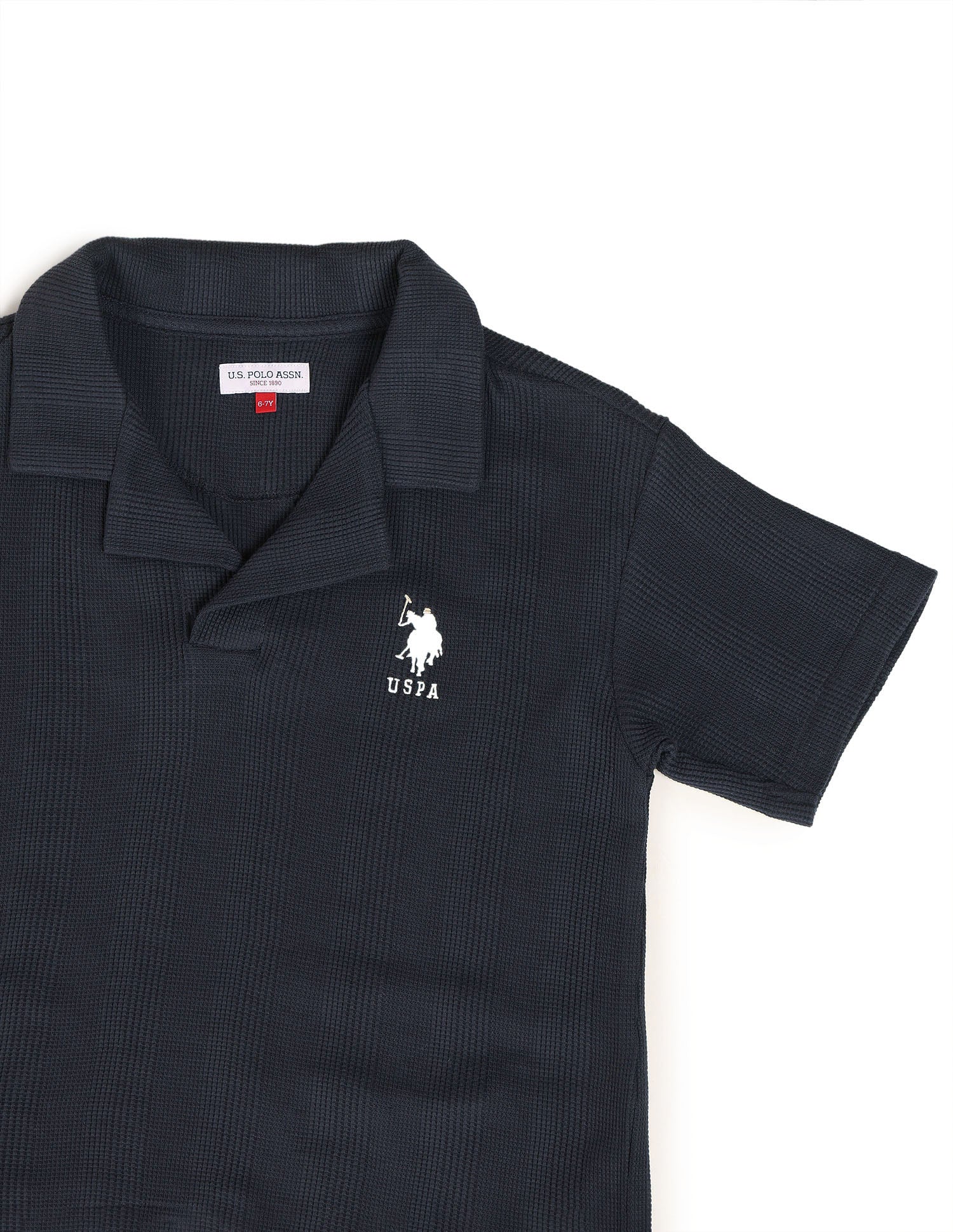 Boys Textured Boxy Fit Polo Shirt Navy - U.S. POLO ASSN. | Large