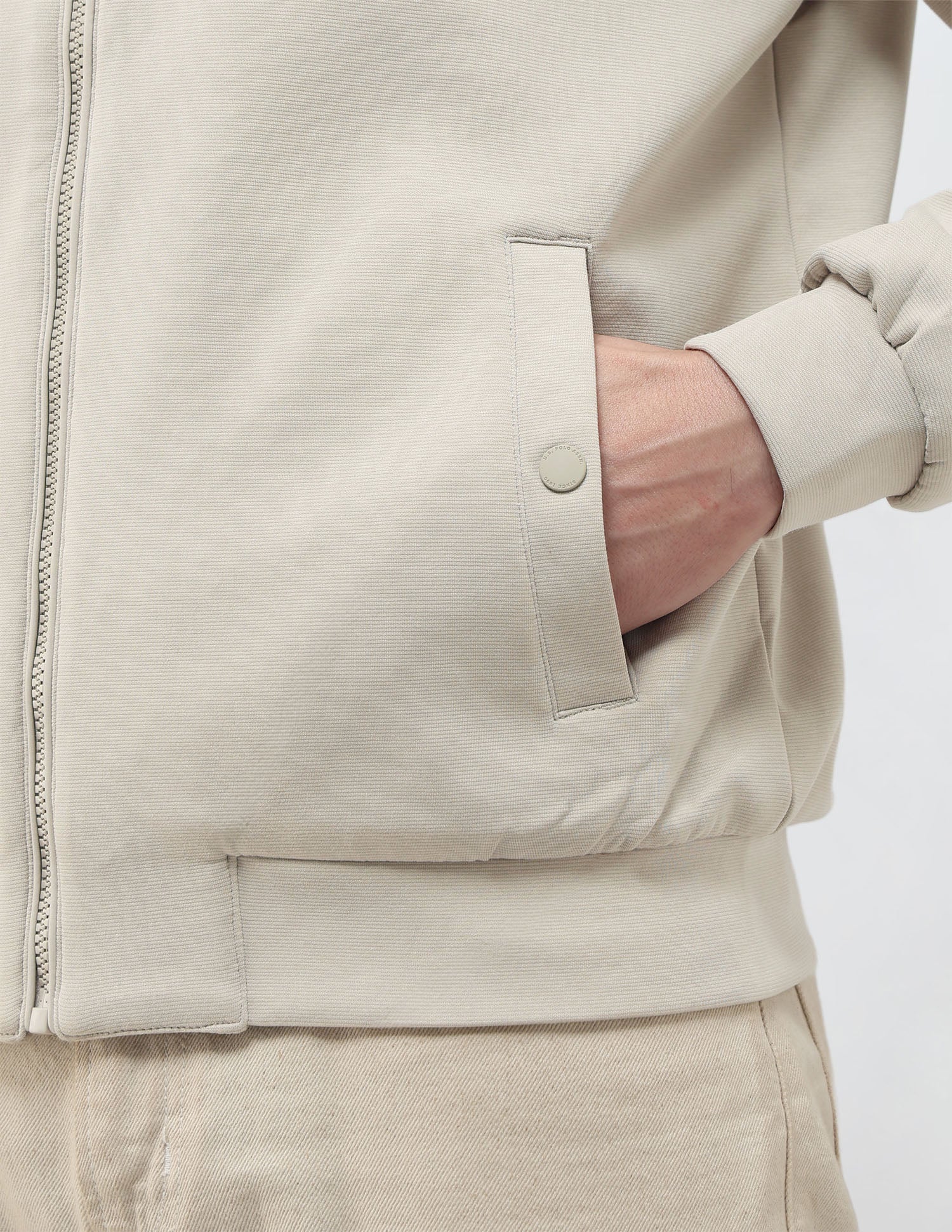 Solid Regular Fit Jacket Khaki - U.S. Polo Assn. India | Large