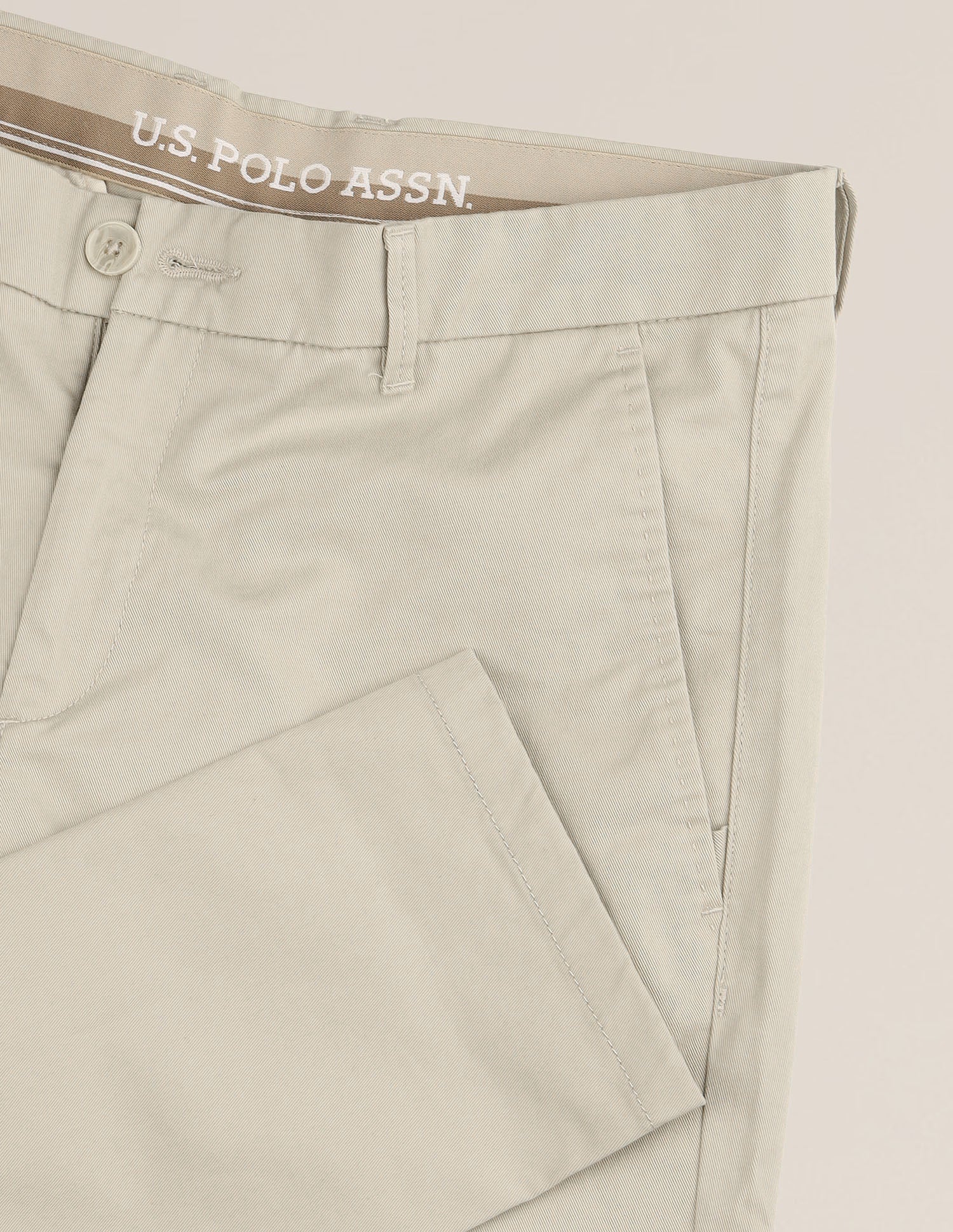 Austin Slim Fit Twill Trousers Stone - U.S. Polo Assn. India | Large