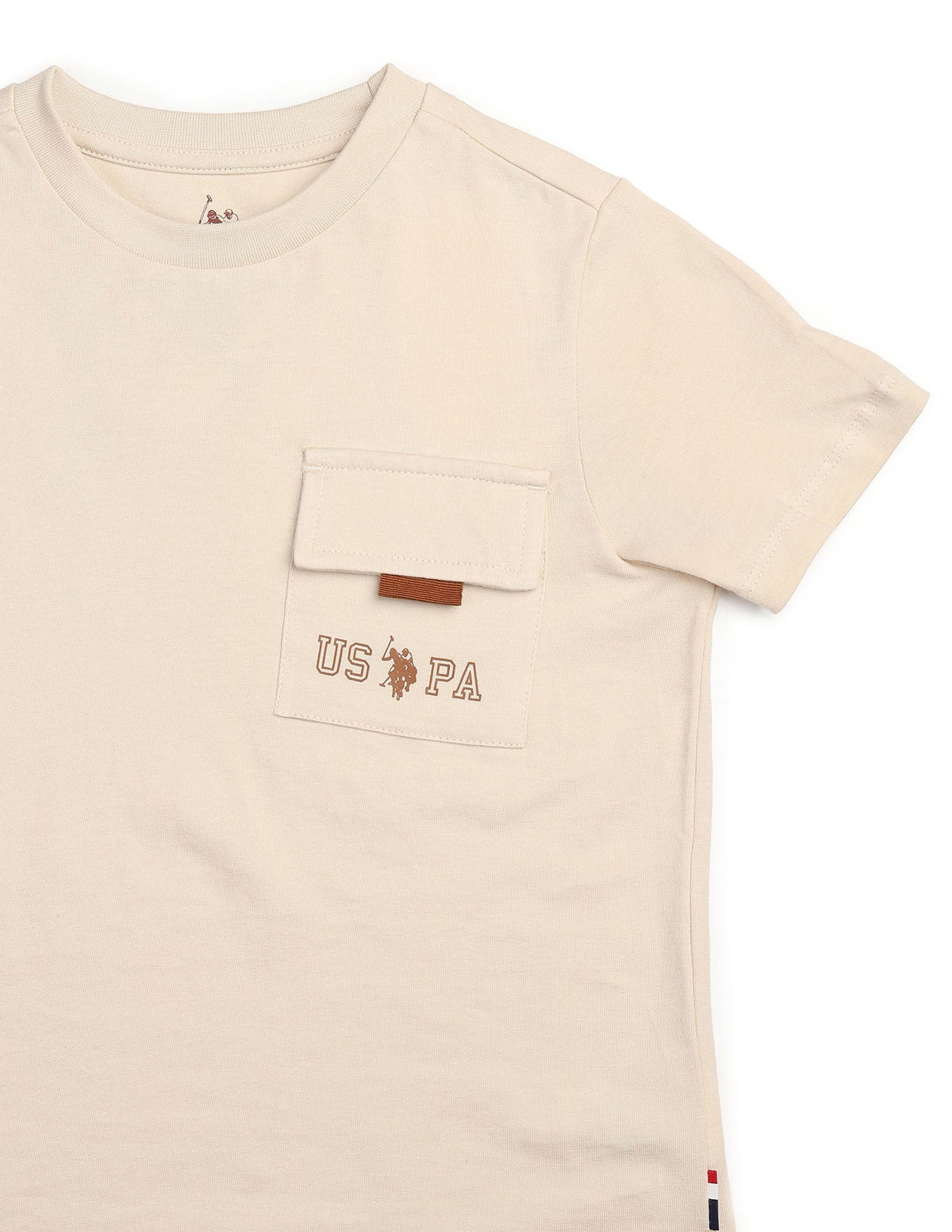 Boys Solid Regular Fit T Shirt Off White - U.S. POLO ASSN. | Large