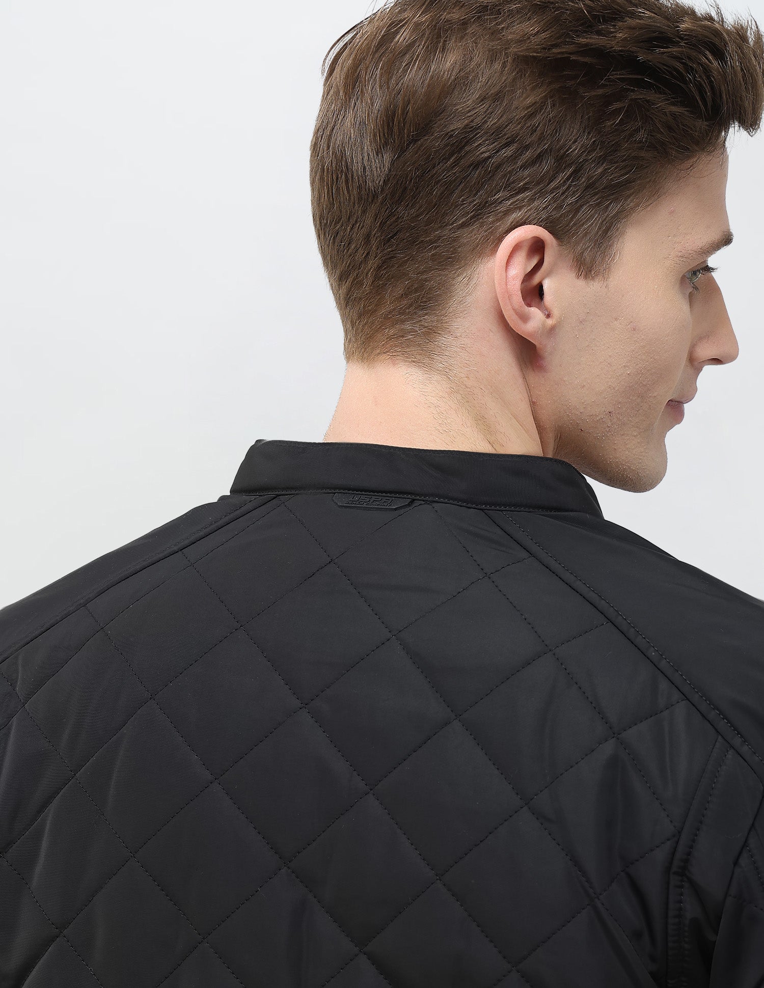 Solid Regular Fit Quilted Jacket Black - U.S. Polo Assn. India | Large