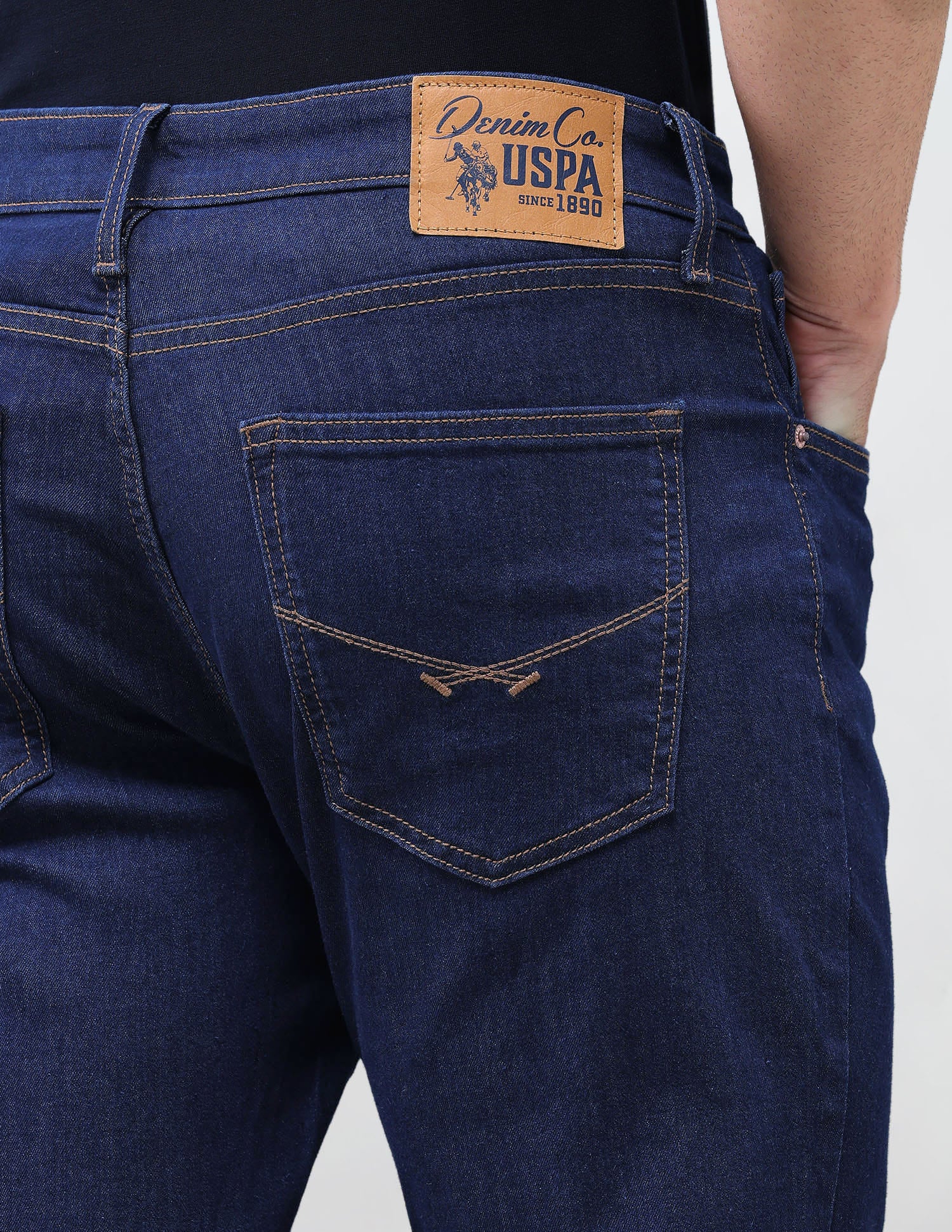 Solid Tapered Fit Jeans Blue - U.S. Polo Assn. India | Large