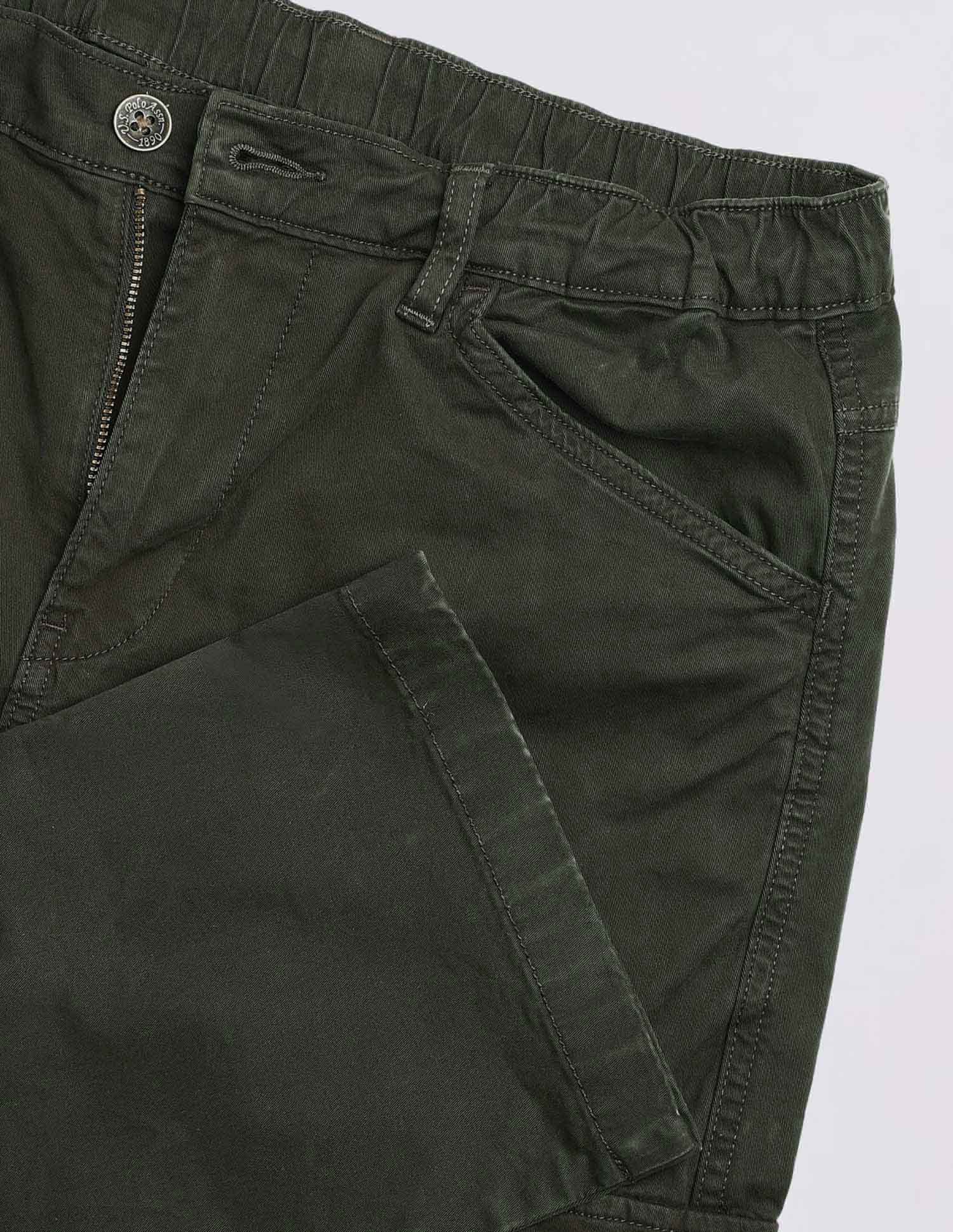 Pure Cotton Solid Cargos Olive - U.S. Polo Assn. India | Large