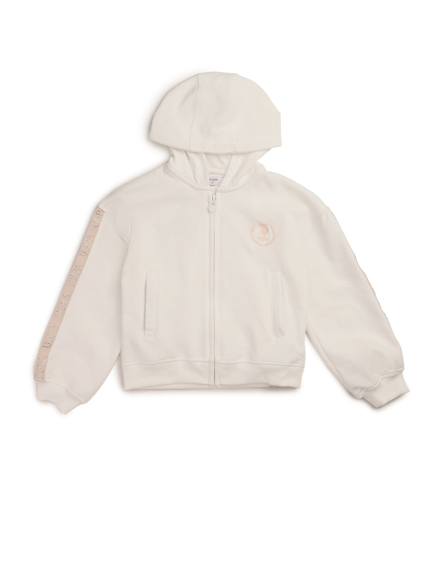 Girls Solid Regular Fit Sweatshirt Off White - U.S. POLO ASSN. | Large