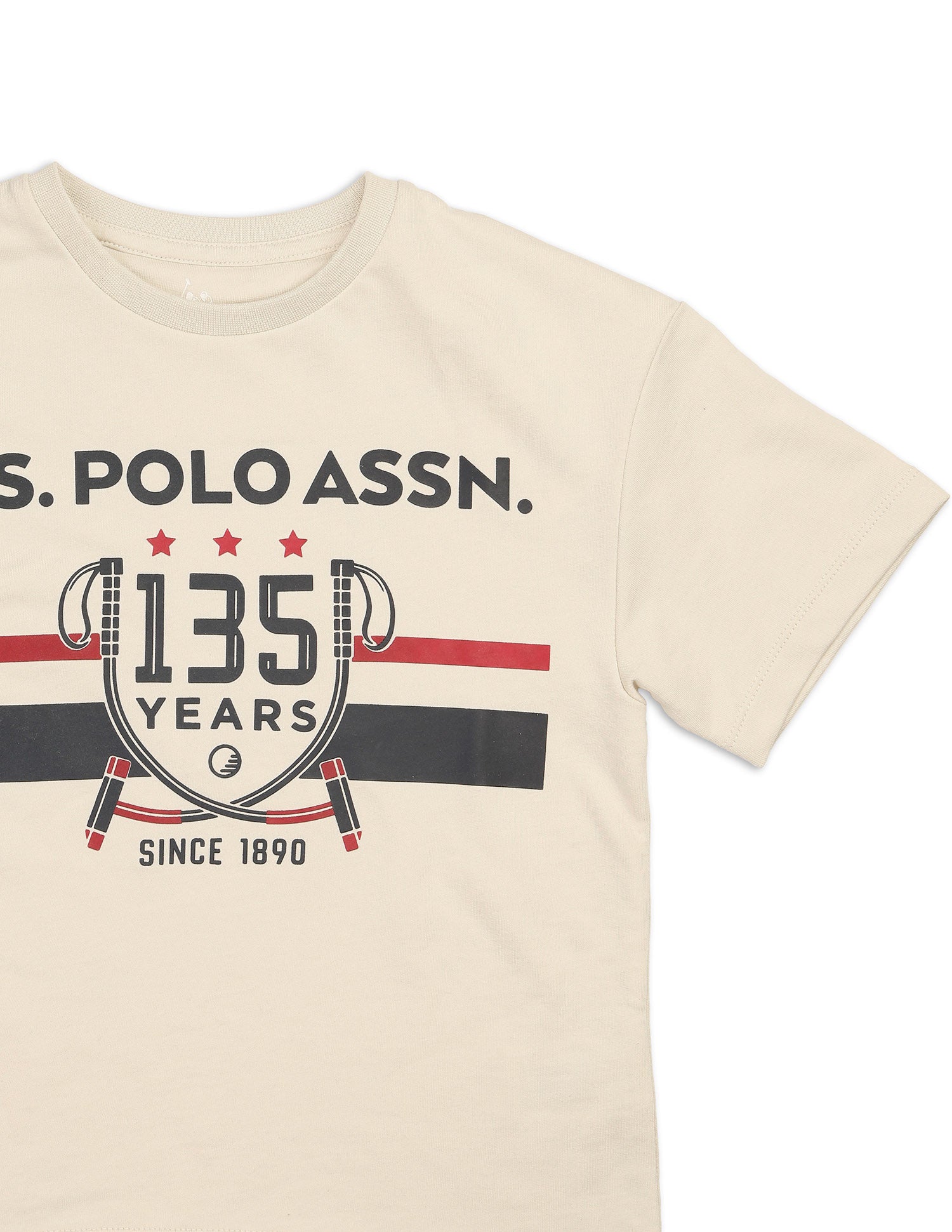 Boys Graphic Printed Boxy Fit T Shirt Beige - U.S. POLO ASSN. | Large