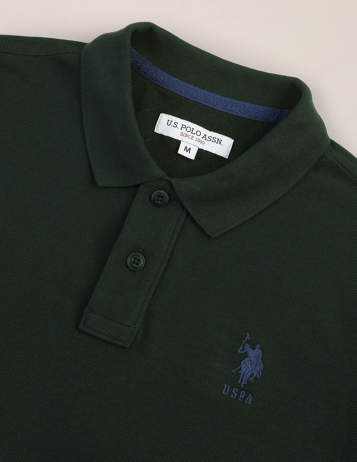 Solid Slim Fit Polo Shirt Olive - U.S. Polo Assn. India | Large