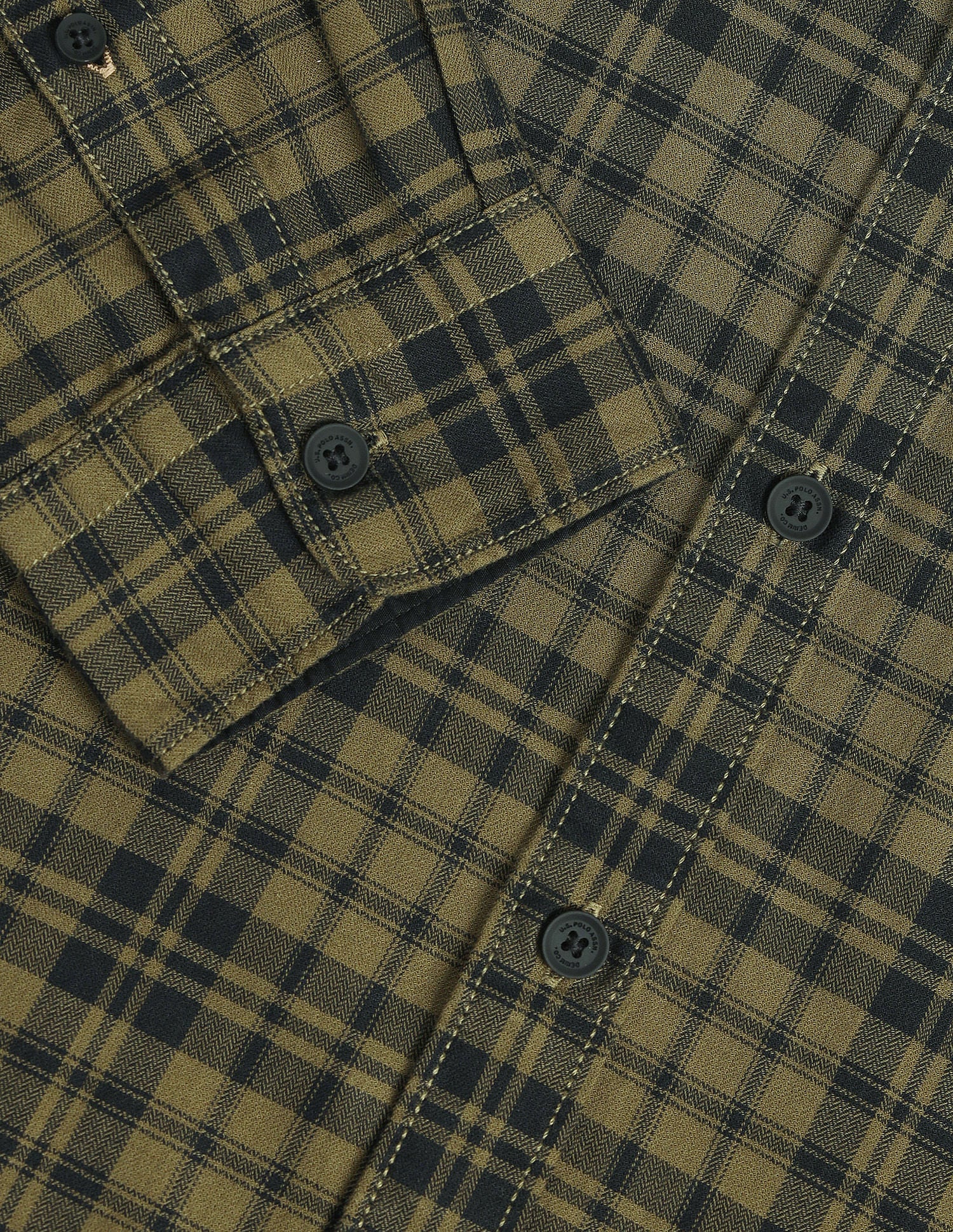 Slim Fit Herringbone Shirt Olive - U.S. Polo Assn. India | Large