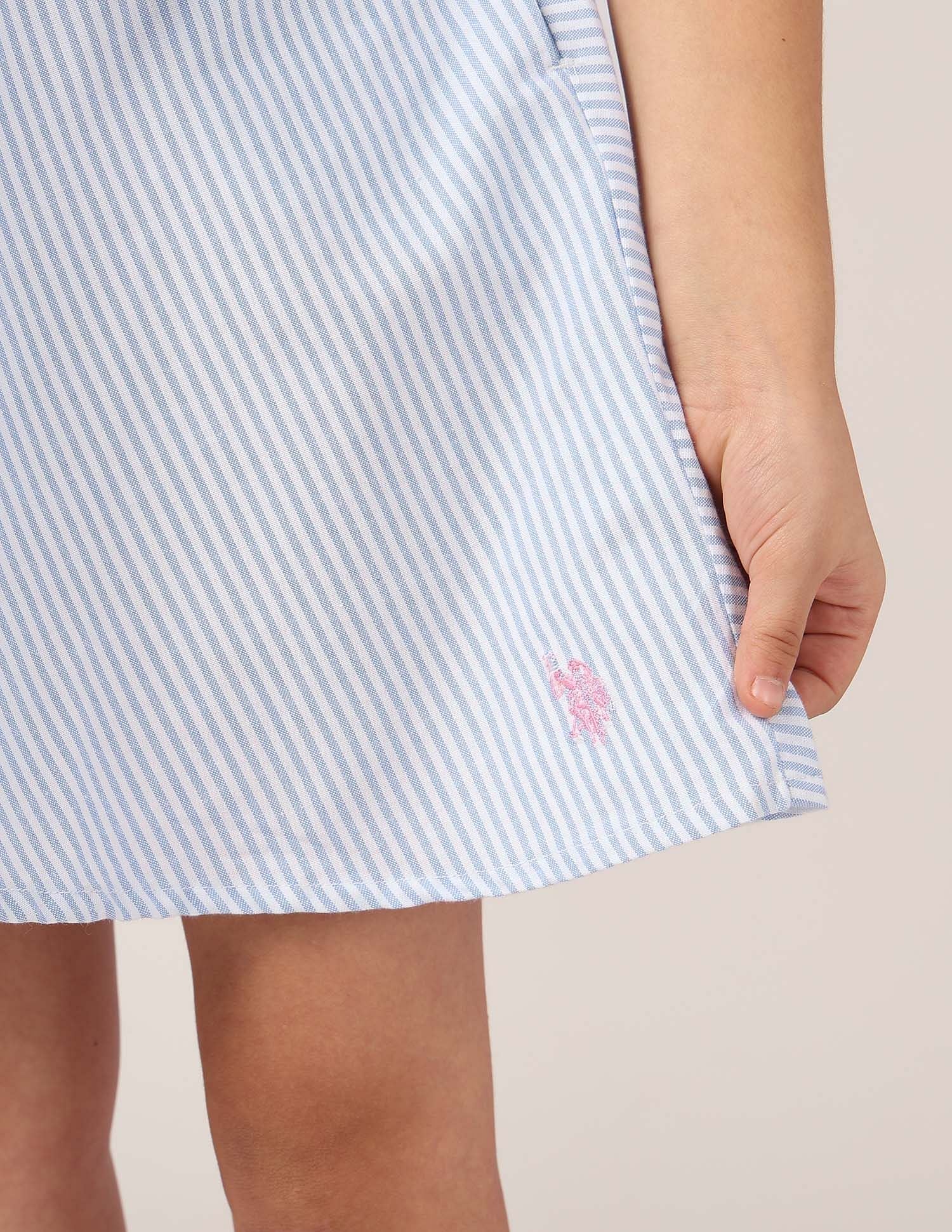 Girls Vertical Striped A-Line Dress Light Blue - U.S. POLO ASSN. | Large
