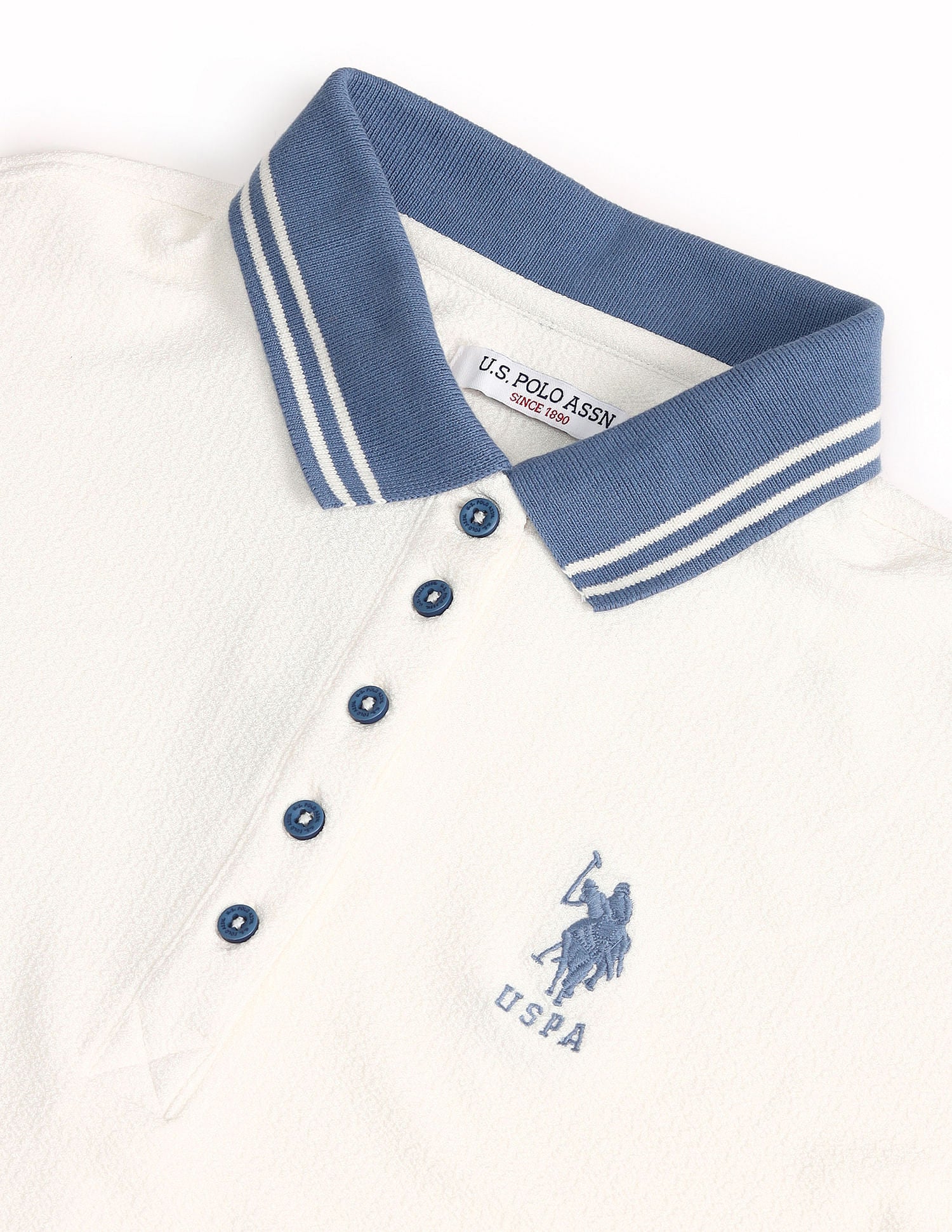 Oversized Textured Knit Polo Shirt Off White - U.S. Polo Assn. India | Large