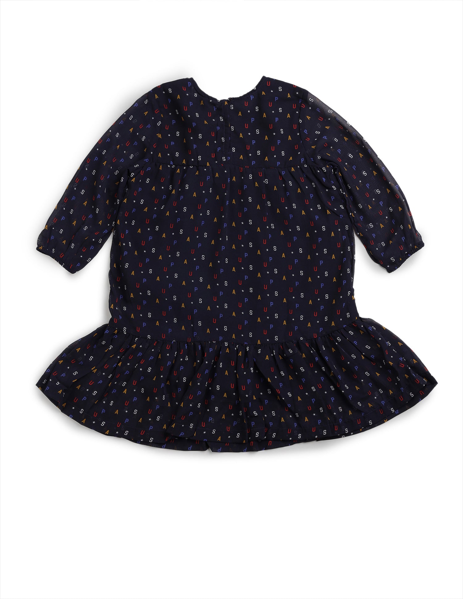 All Over Brand Print Long Sleeve A-Line Dress Navy - U.S. POLO ASSN. | Large