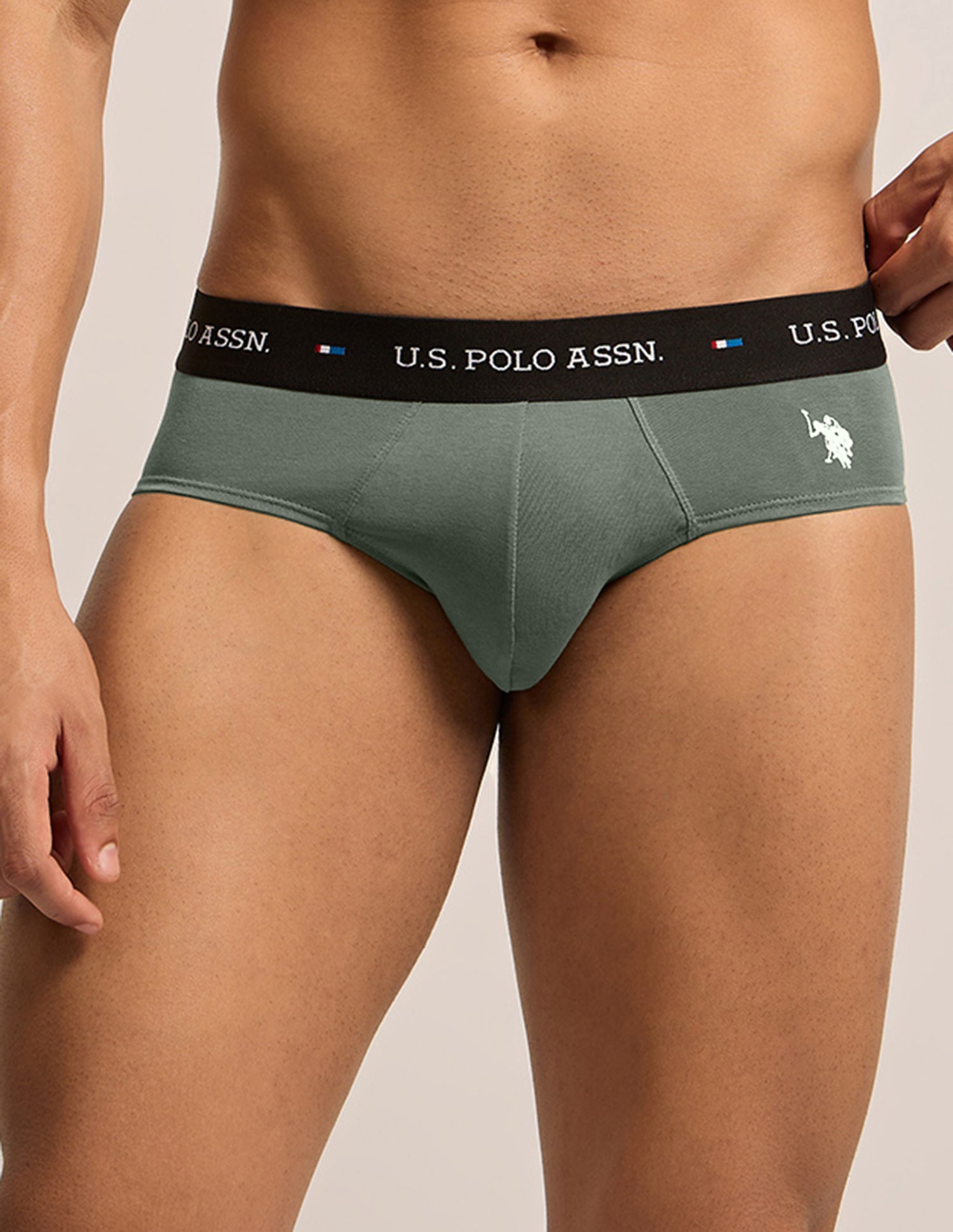 Breathable Cotton Stretch OEB25 Briefs - Pack of 3 Java|Bettle|Forest River - U.S. Polo Assn. India | Large