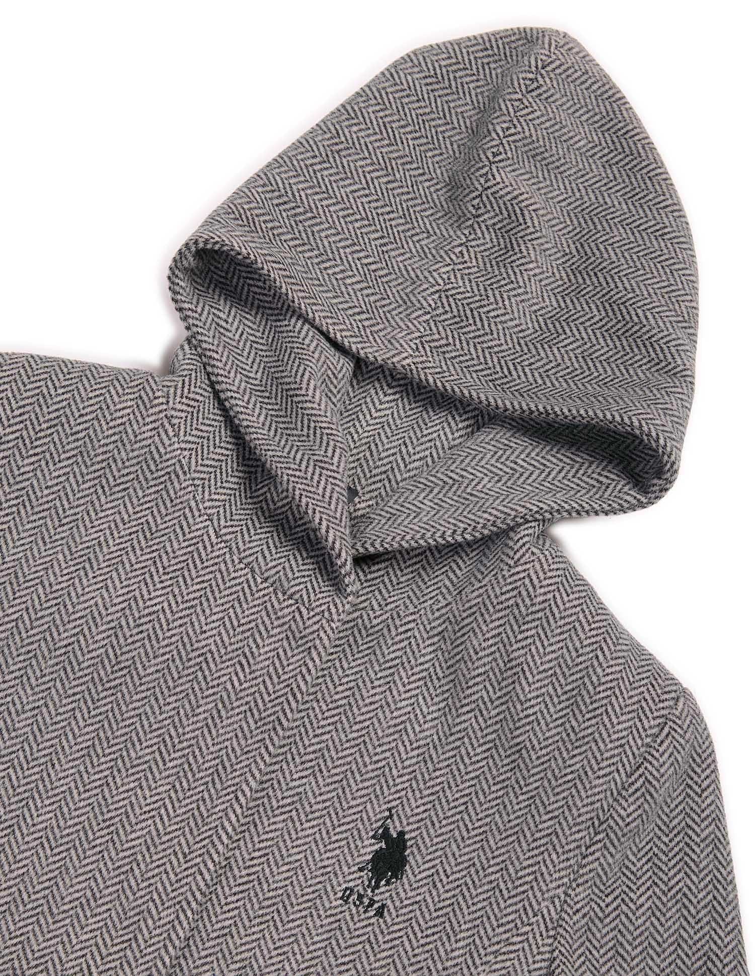 Herringbone Hooded Jacket Black - U.S. POLO ASSN. | Large
