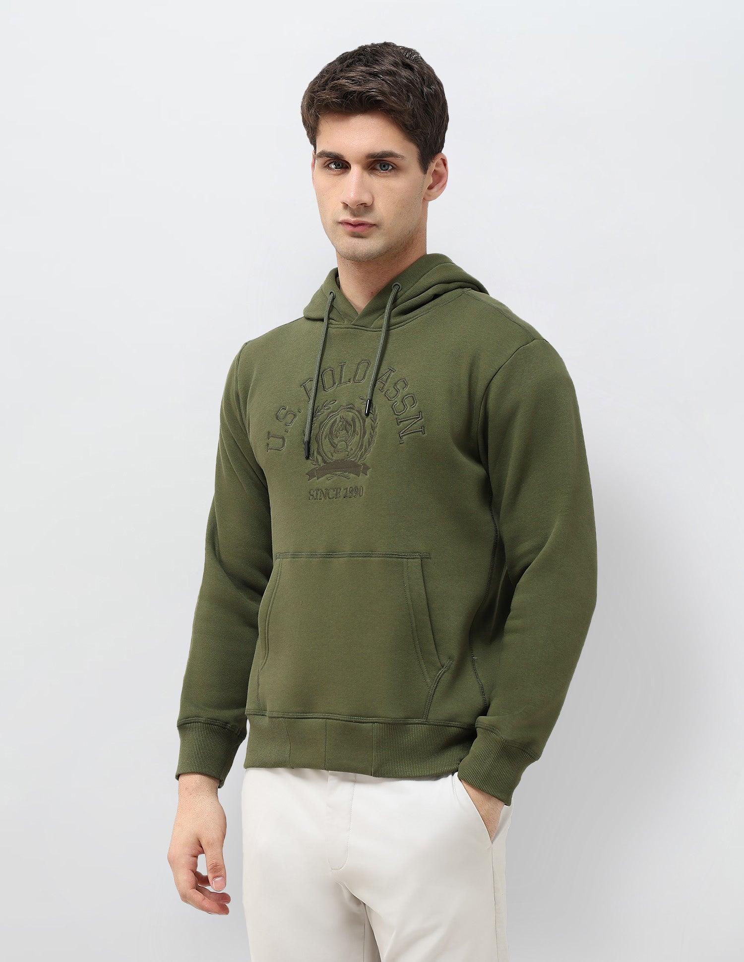 Brand Embroidered Hooded Sweatshirt Olive - U.S. POLO ASSN. | Large
