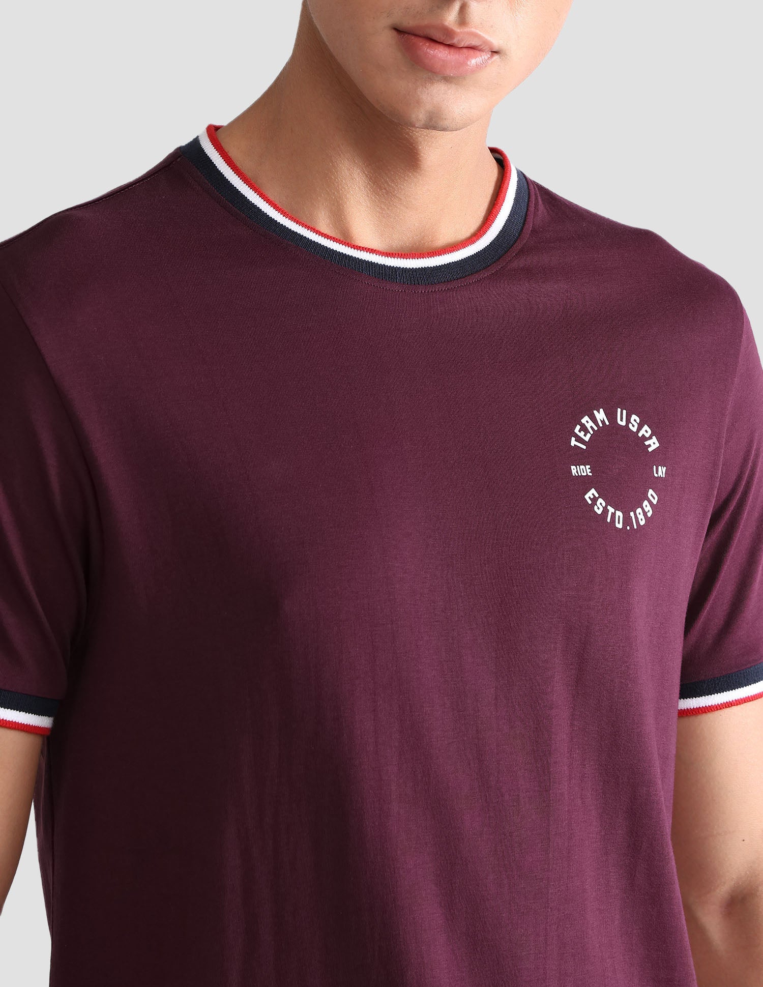 Comfort Fit Pure Cotton OEE01 Lounge T-Shirt - Pack Of 2 Dark Grey and Dark Wine - U.S. POLO ASSN. | Large