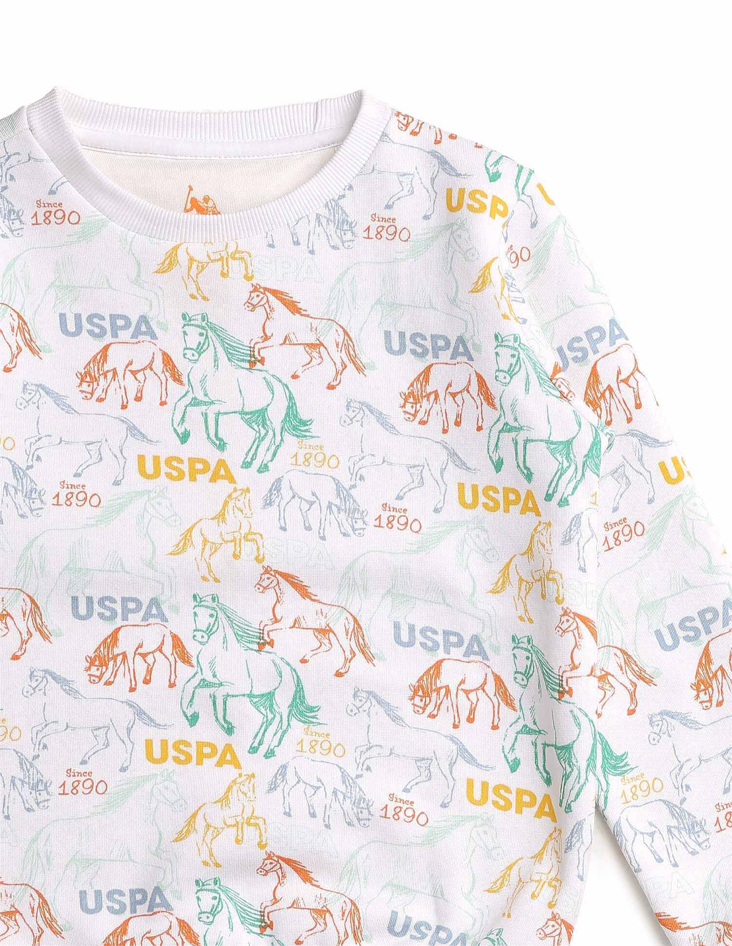 Boys Graphic Brand Printed Regular Fit Sweatshirt White - U.S. POLO ASSN. | Large