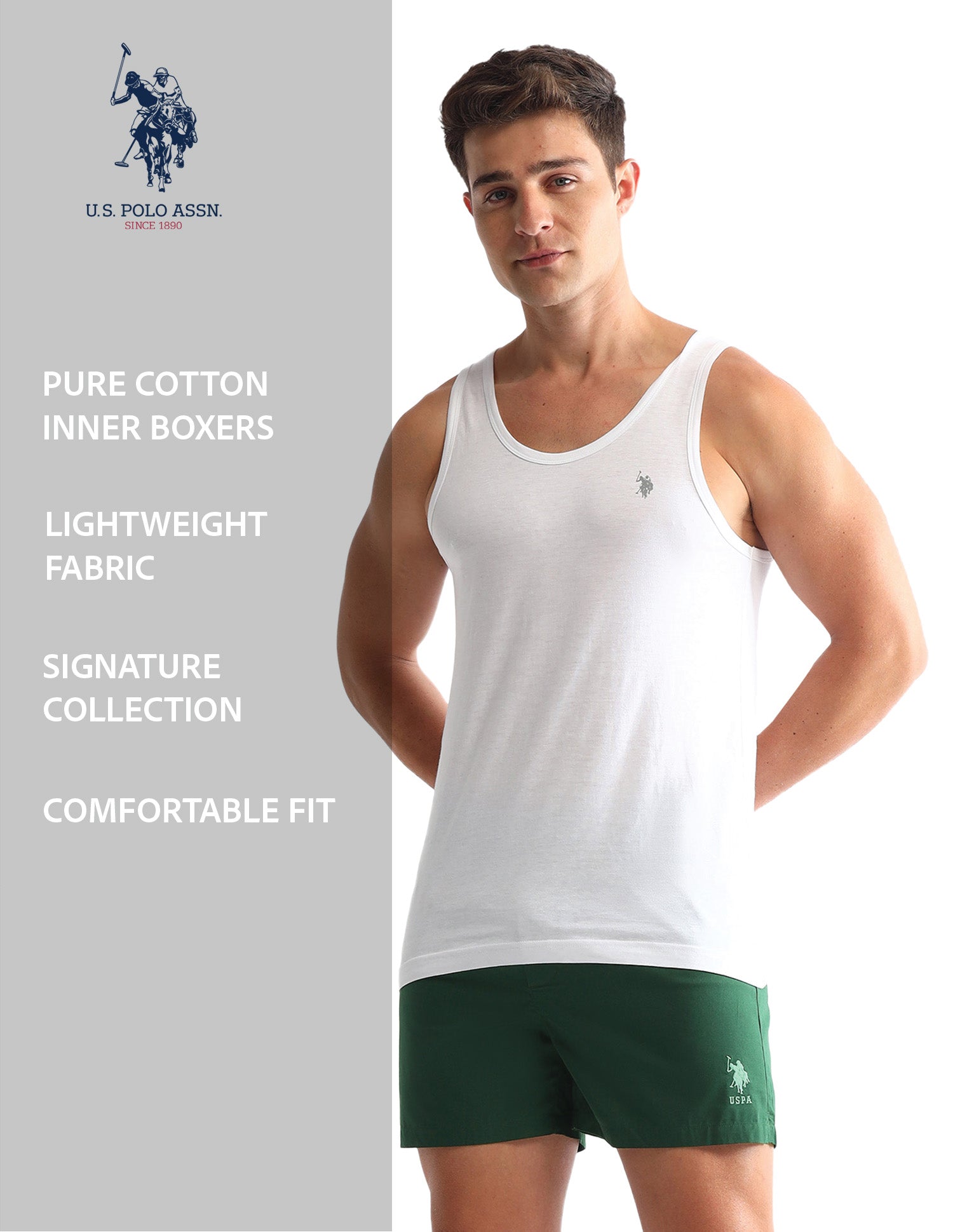 Solid Cotton OEX07 Boxers - Pack Of 1 Bistro Green - U.S. POLO ASSN. | Large