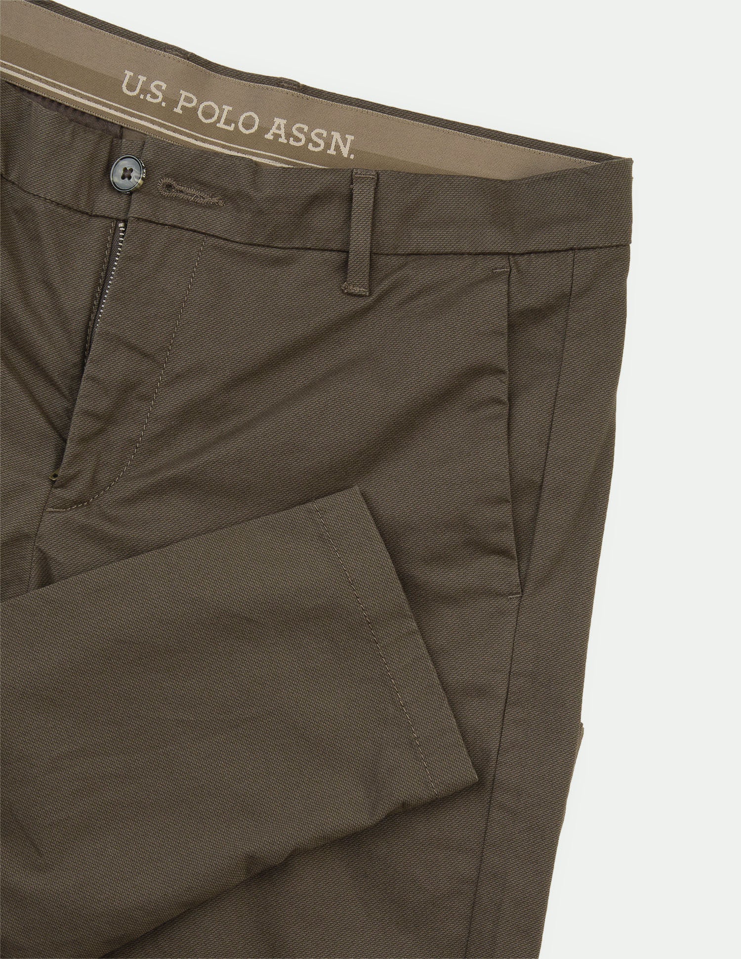 Austin Slim Fit Twill Trousers Brown - U.S. Polo Assn. India | Large