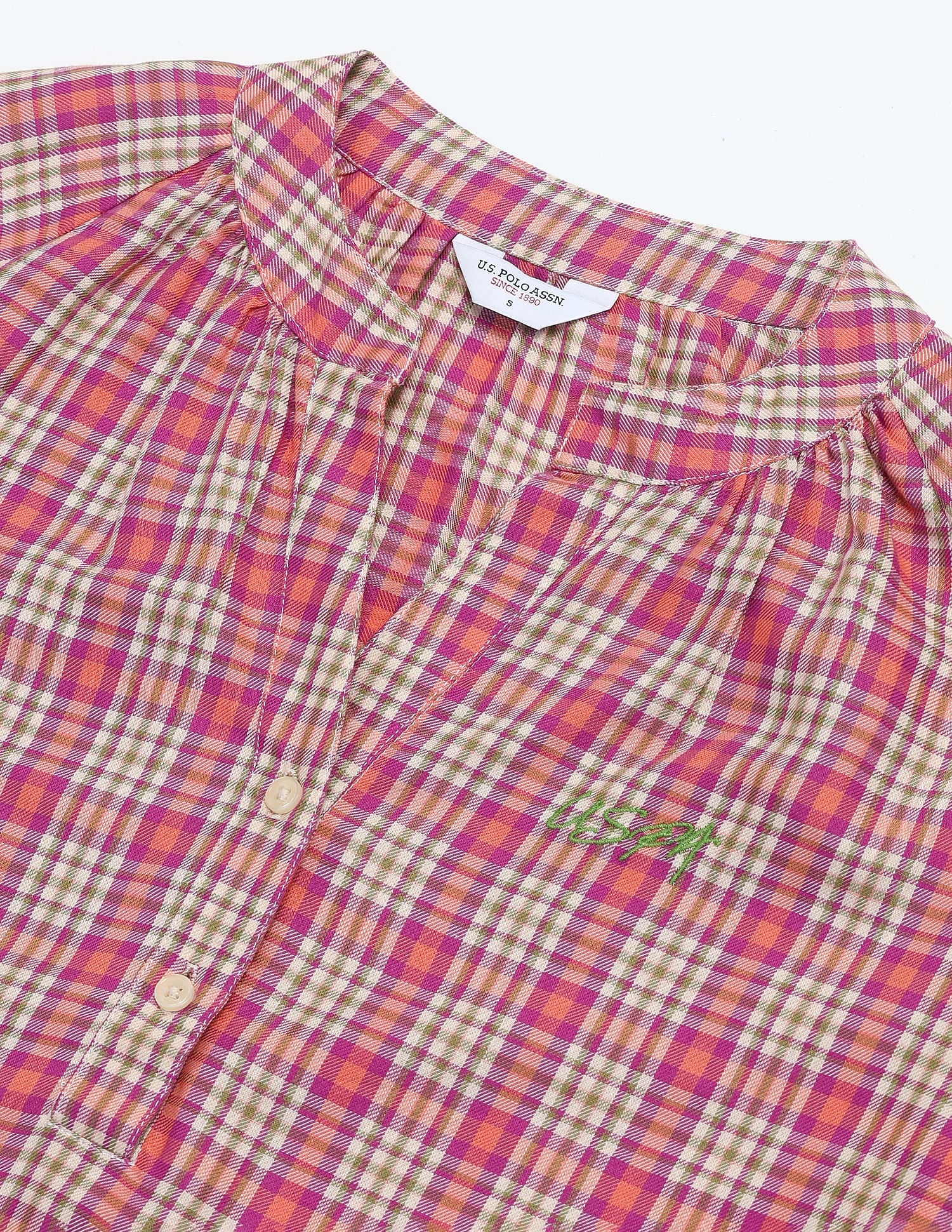 Blouson Sleeve Checked Top Multicolour - U.S. POLO ASSN. | Large