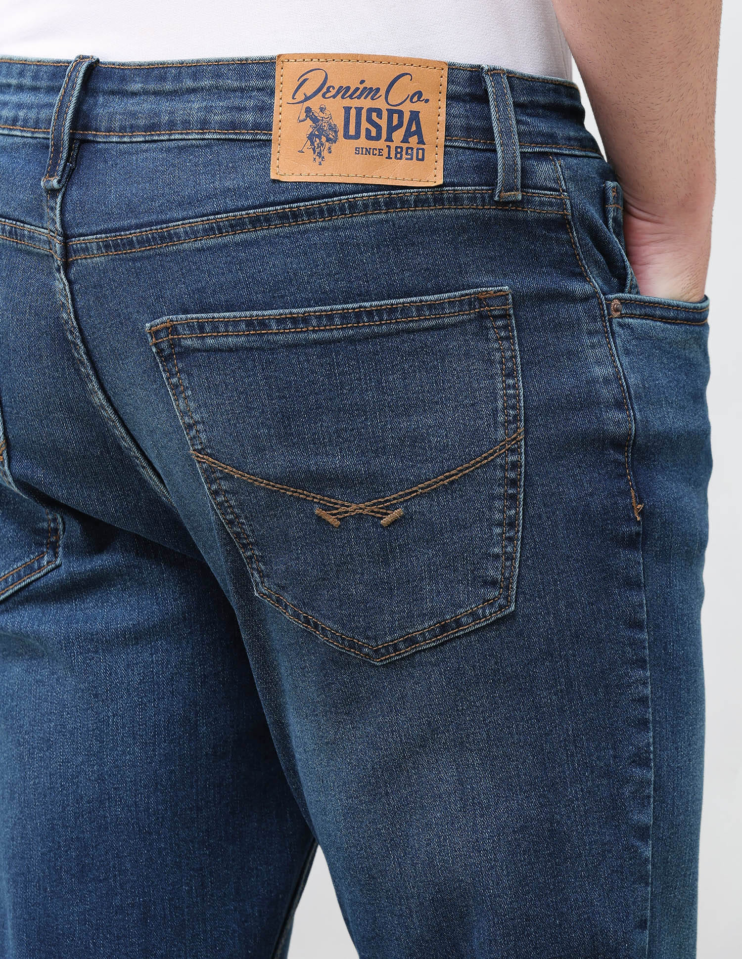 Solid Slim Tapered Fit Jeans Blue - U.S. Polo Assn. India | Large