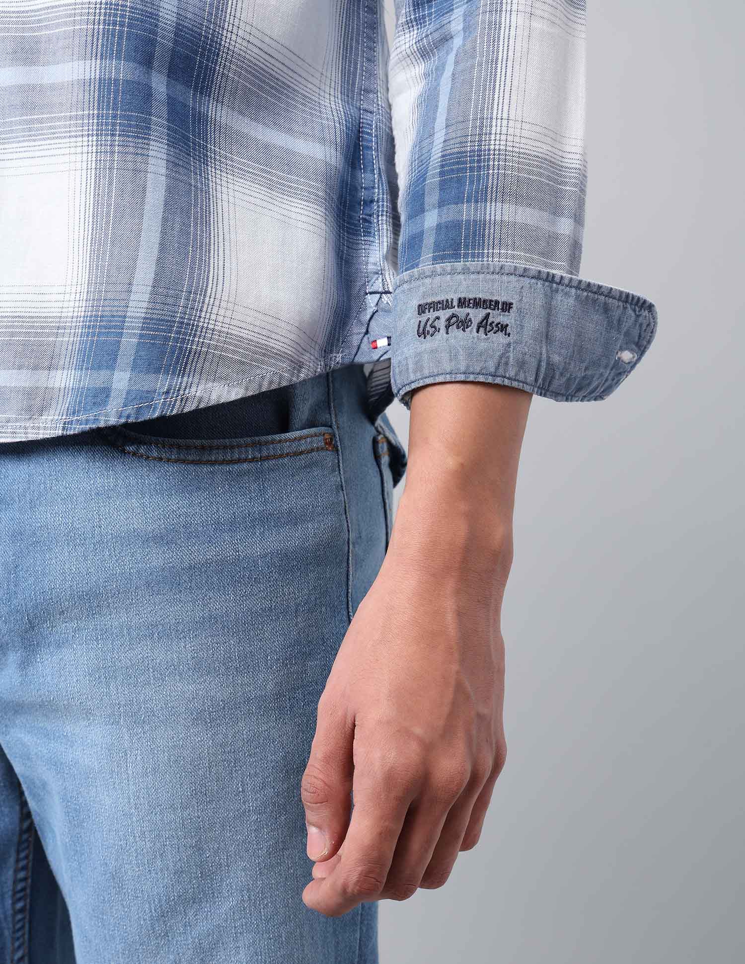 Plaid Checked Twill Shirt Indigo - U.S. Polo Assn. India | Large