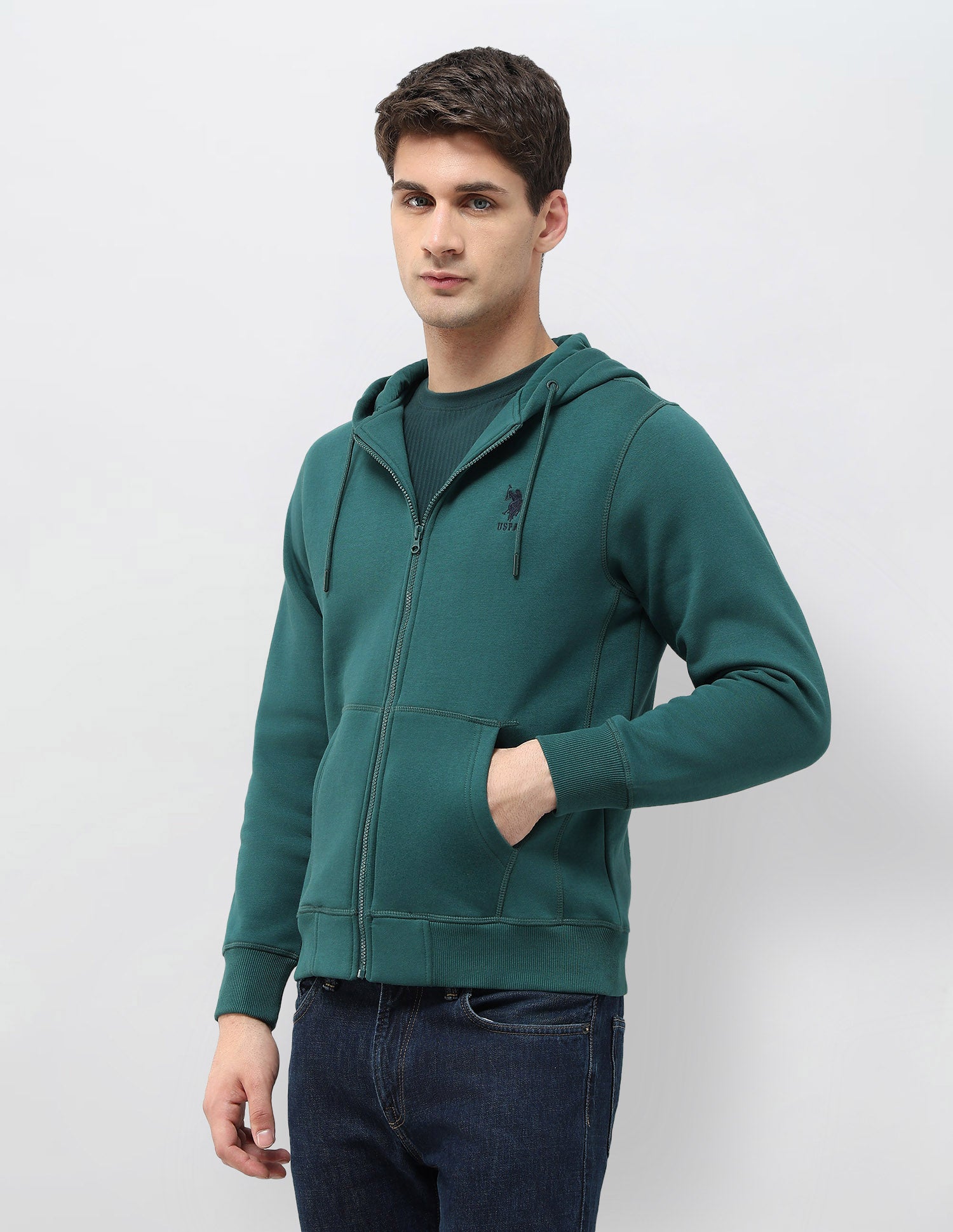 Solid Hooded Sweatshirt Dark Green - U.S. POLO ASSN. | Large
